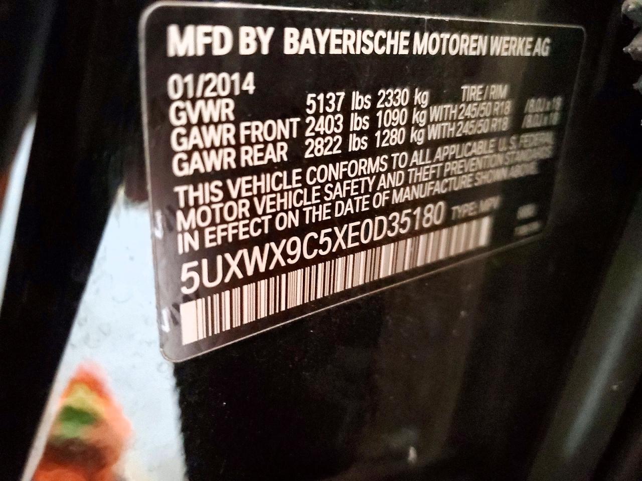 2014 Bmw X3 Xdrive28i Черный vin: 5UXWX9C5XE0D35180