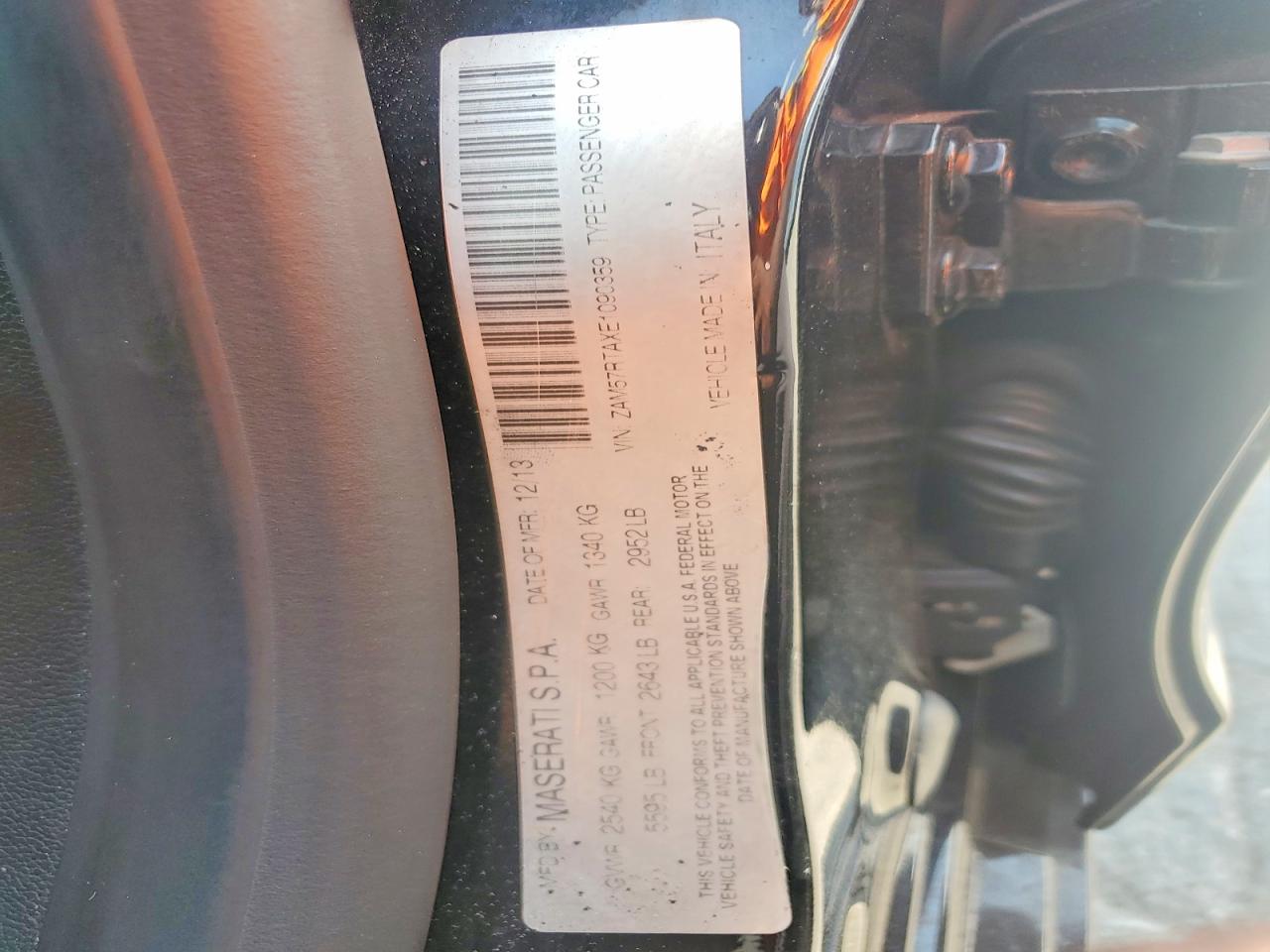 2014 Maserati Ghibli S Black vin: ZAM57RTAXE1090359