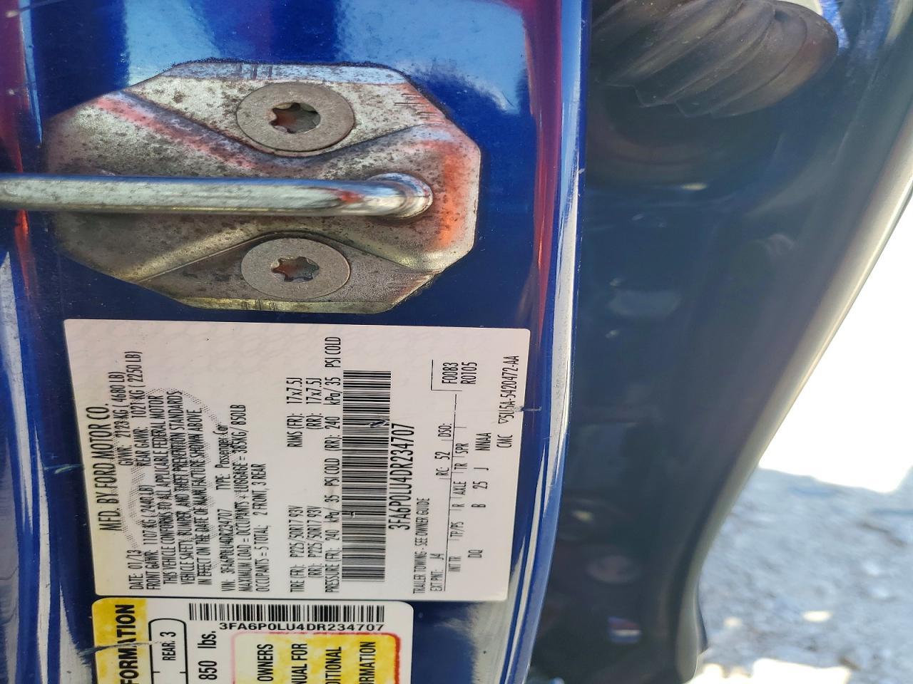 2013 Ford Fusion Se Hybrid Blue vin: 3FA6P0LU4DR234707