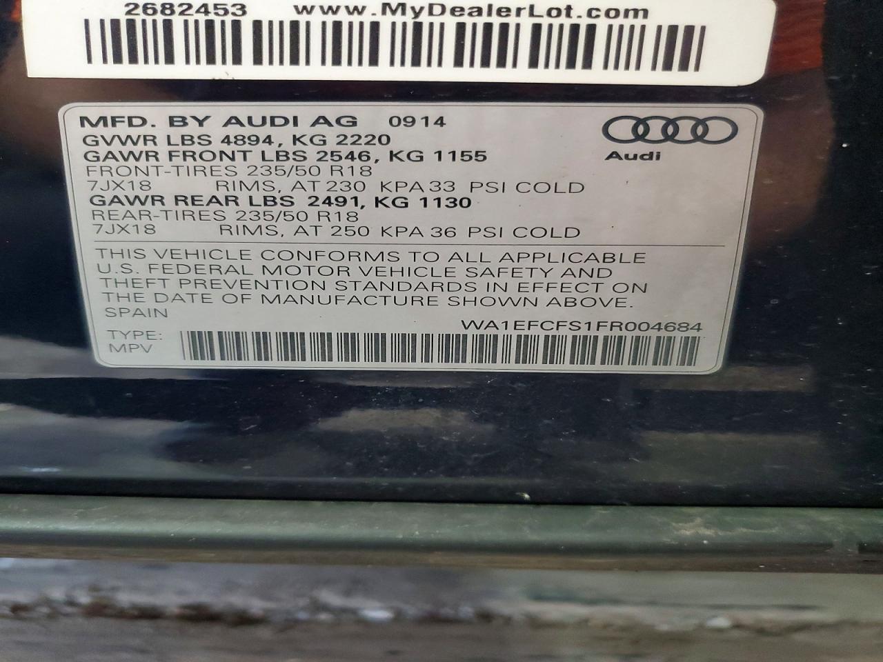 2015 Audi Q3 Premium Plus Black vin: WA1EFCFS1FR004684