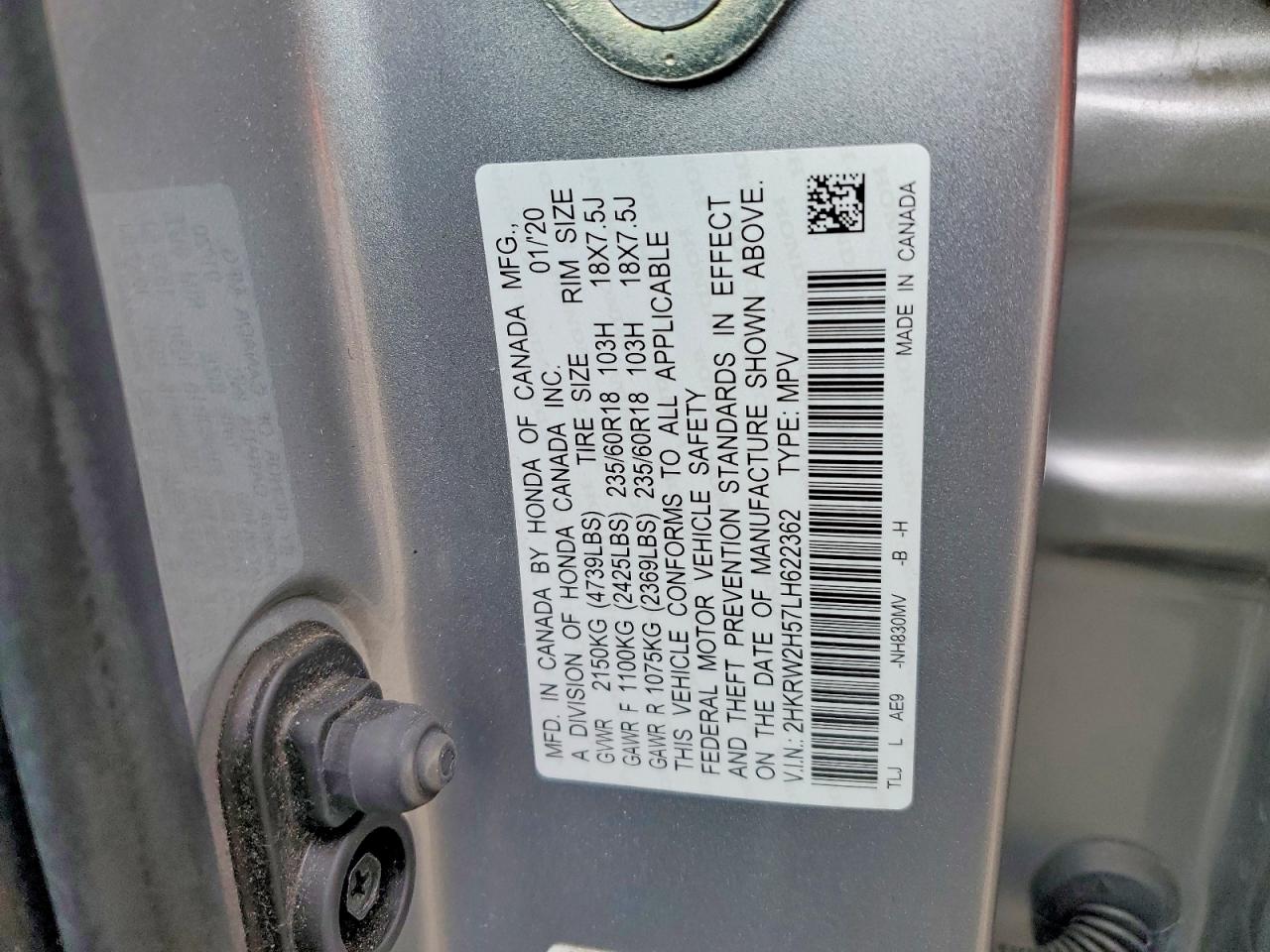 2020 Honda Cr-v Ex Silver vin: 2HKRW2H57LH622362
