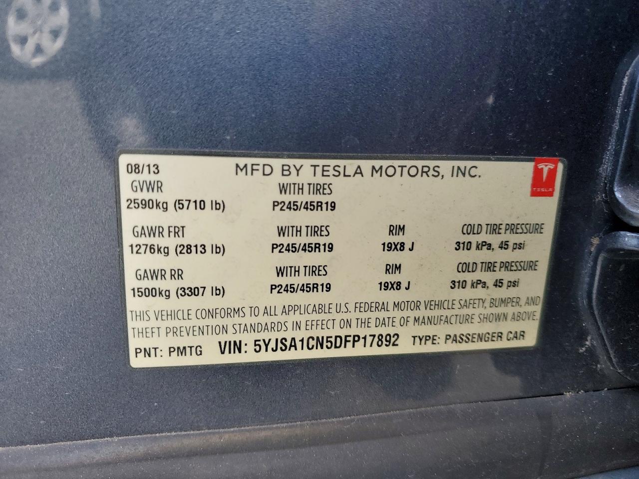 2013 Tesla Model S Gray vin: 5YJSA1CN5DFP17892