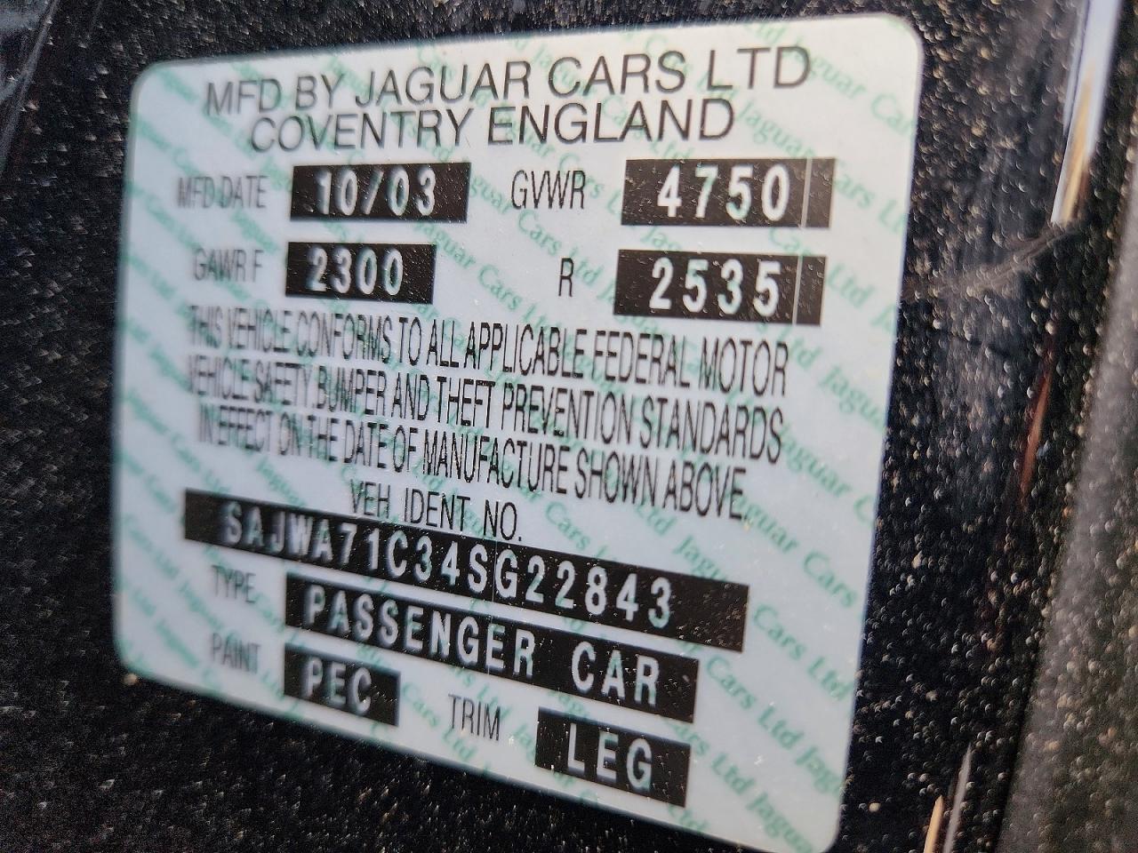 2004 Jaguar Xj8 L Черный vin: SAJWA71C34SG22843