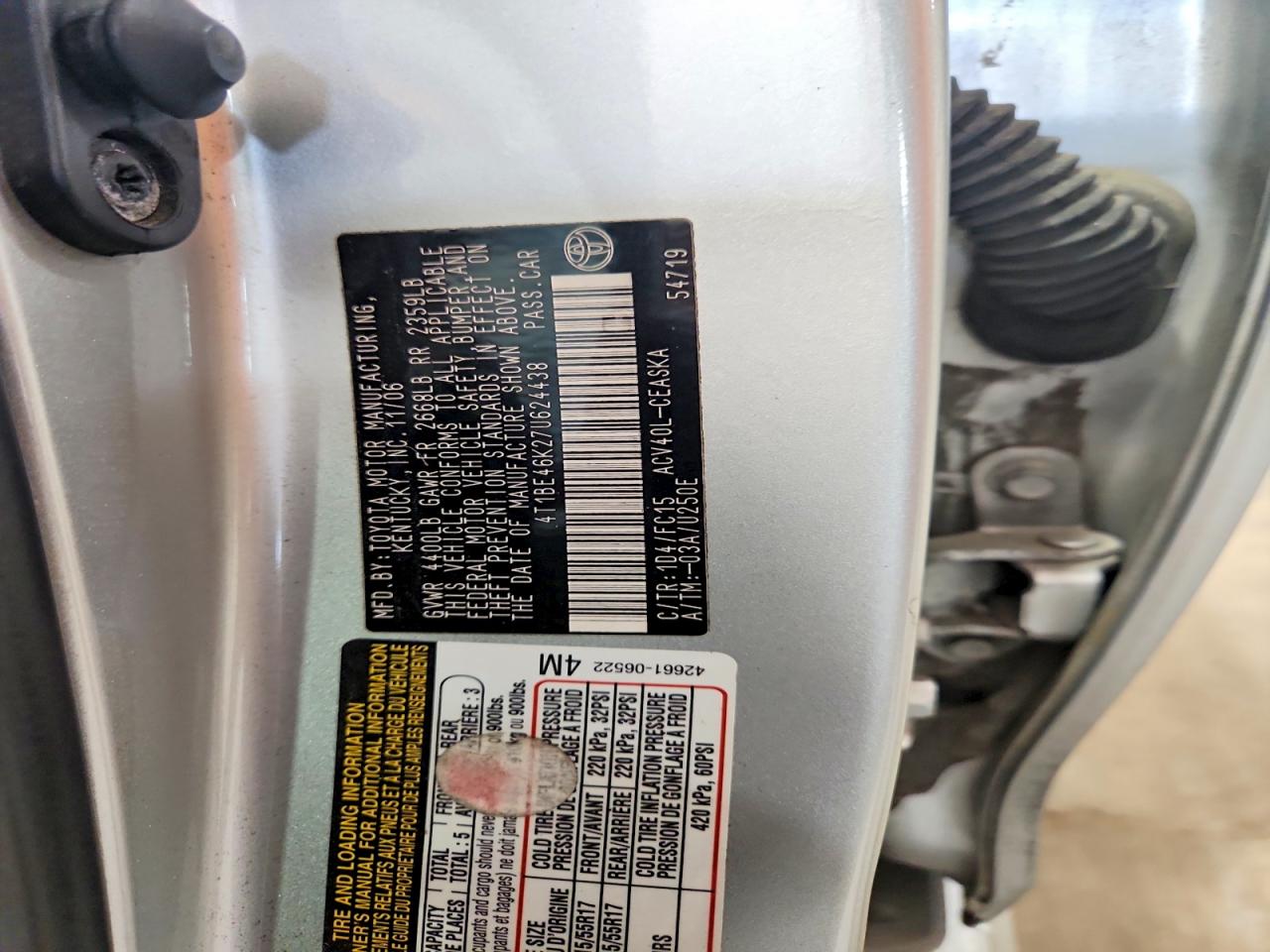 2007 Toyota Camry Se Silver vin: 4T1BE46K27U624438