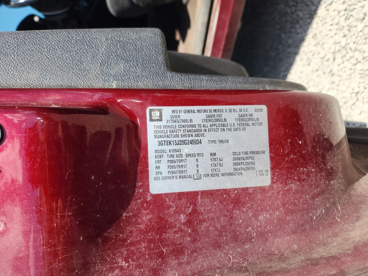 2008 Gmc Sierra K1500 Burgundy vin: 3GTEK13J28G245934