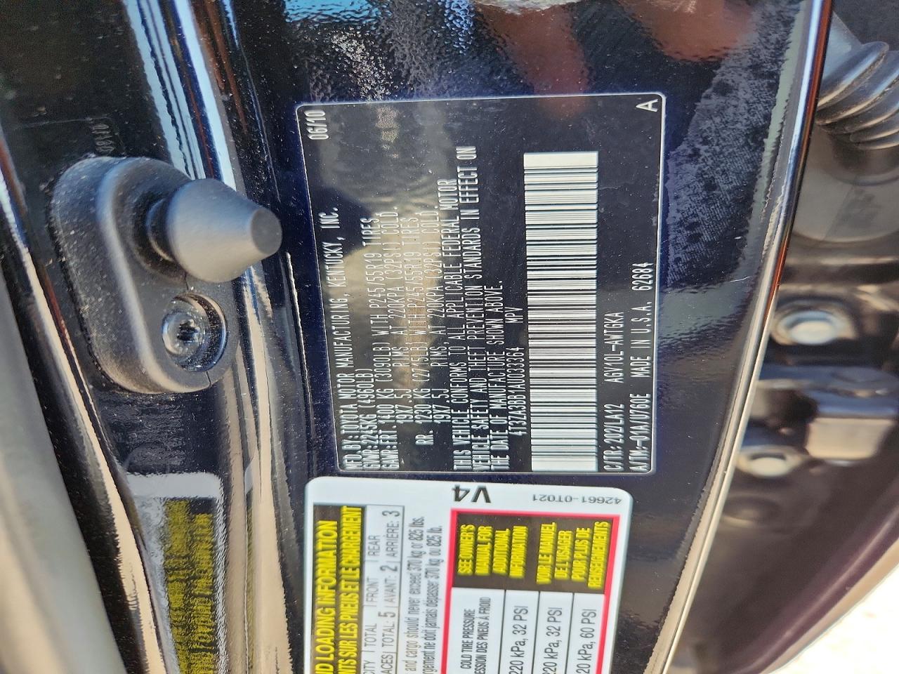 2010 Toyota Venza Fwd 4cyl Черный vin: 4T3ZA3BB1AU033364