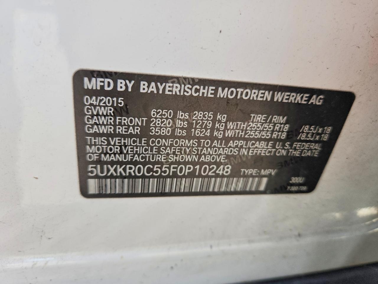 2015 Bmw X5 Xdrive35i Белый vin: 5UXKR0C55F0P10248