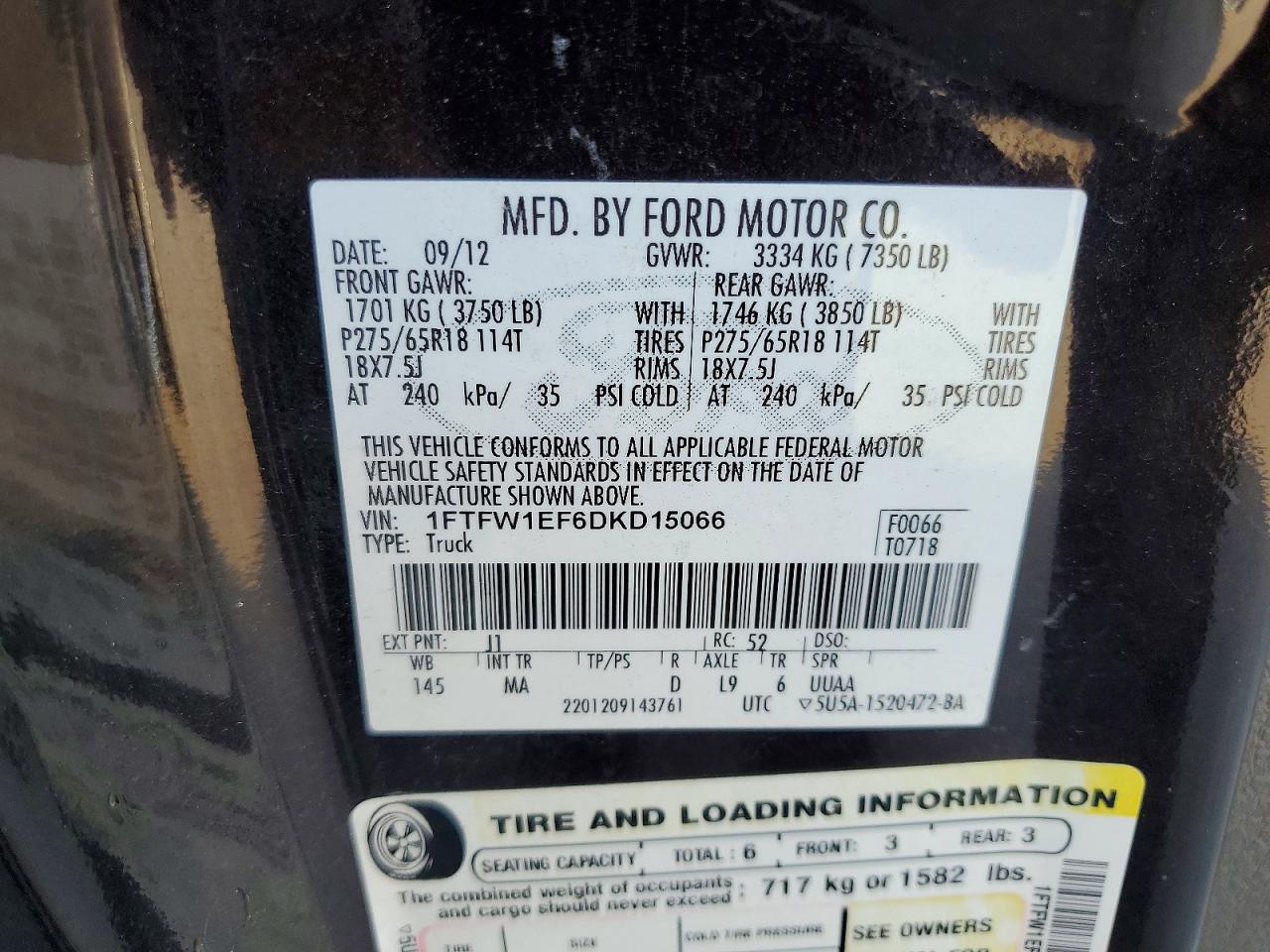 2013 Ford F150 Xlt Черный vin: 1FTFW1EF6DKD15066