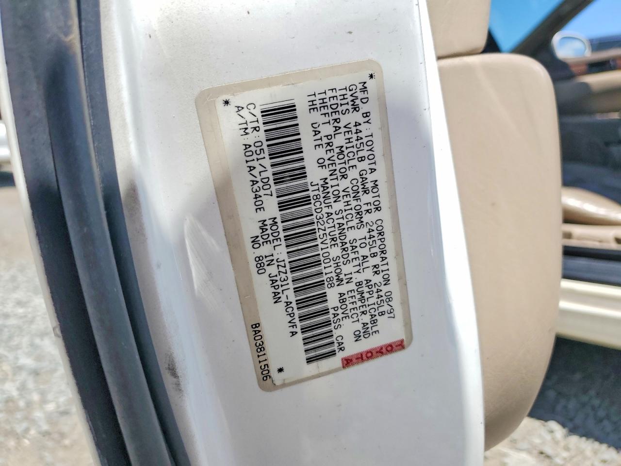 1997 Lexus Sc 300 White vin: JT8CD32Z5V1001188