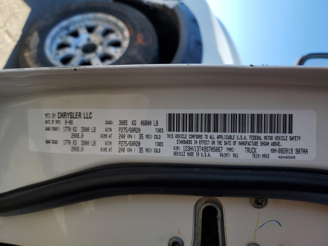 2009 Dodge Ram 1500 White vin: 1D3HV13T49S705067
