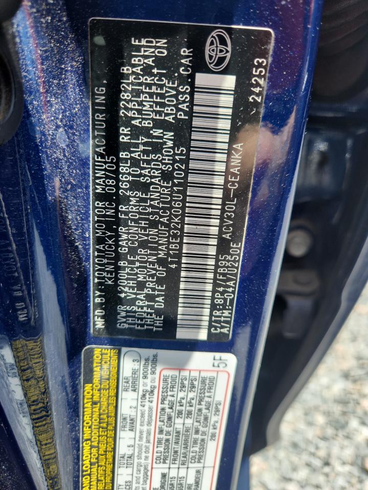 2006 Toyota Camry Le Синий vin: 4T1BE32K06U110215