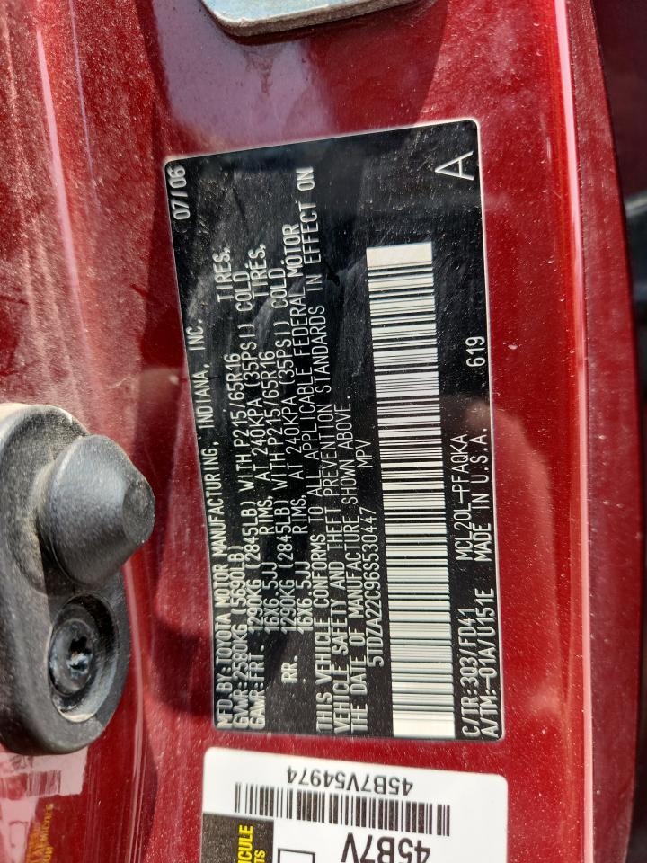 2006 Toyota Sienna Xle 7 Passenger Red vin: 5TDZA22C96S530447