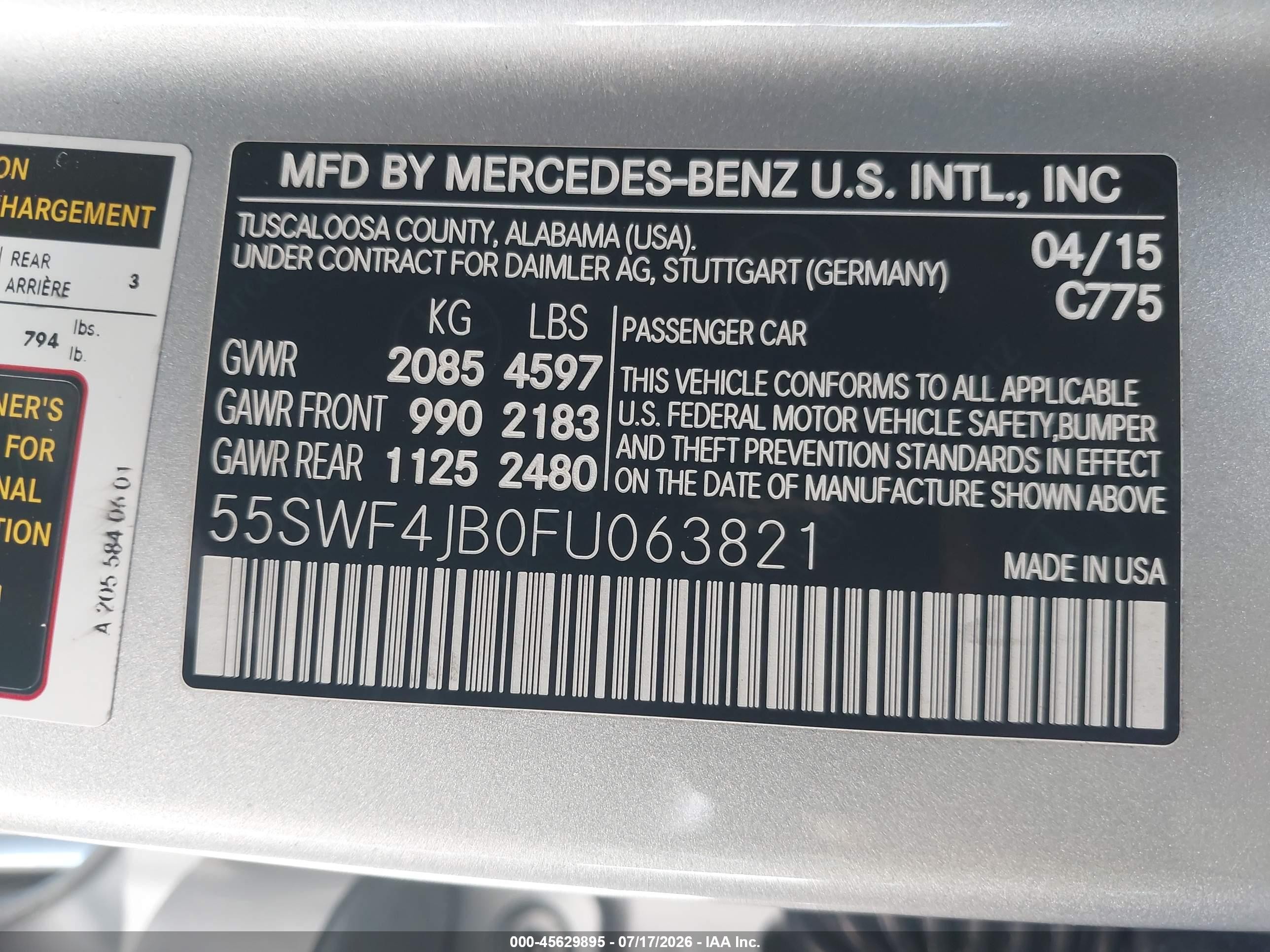 2015 Mercedes-benz C 300 Sport Silver vin: 55SWF4JB0FU063821