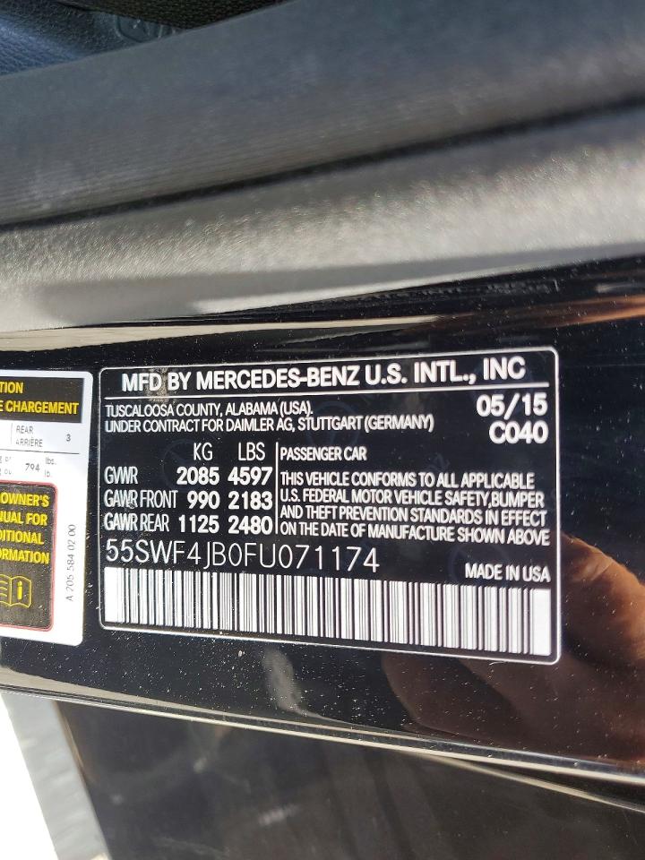 2015 Mercedes-benz C 300 Black vin: 55SWF4JB0FU071174