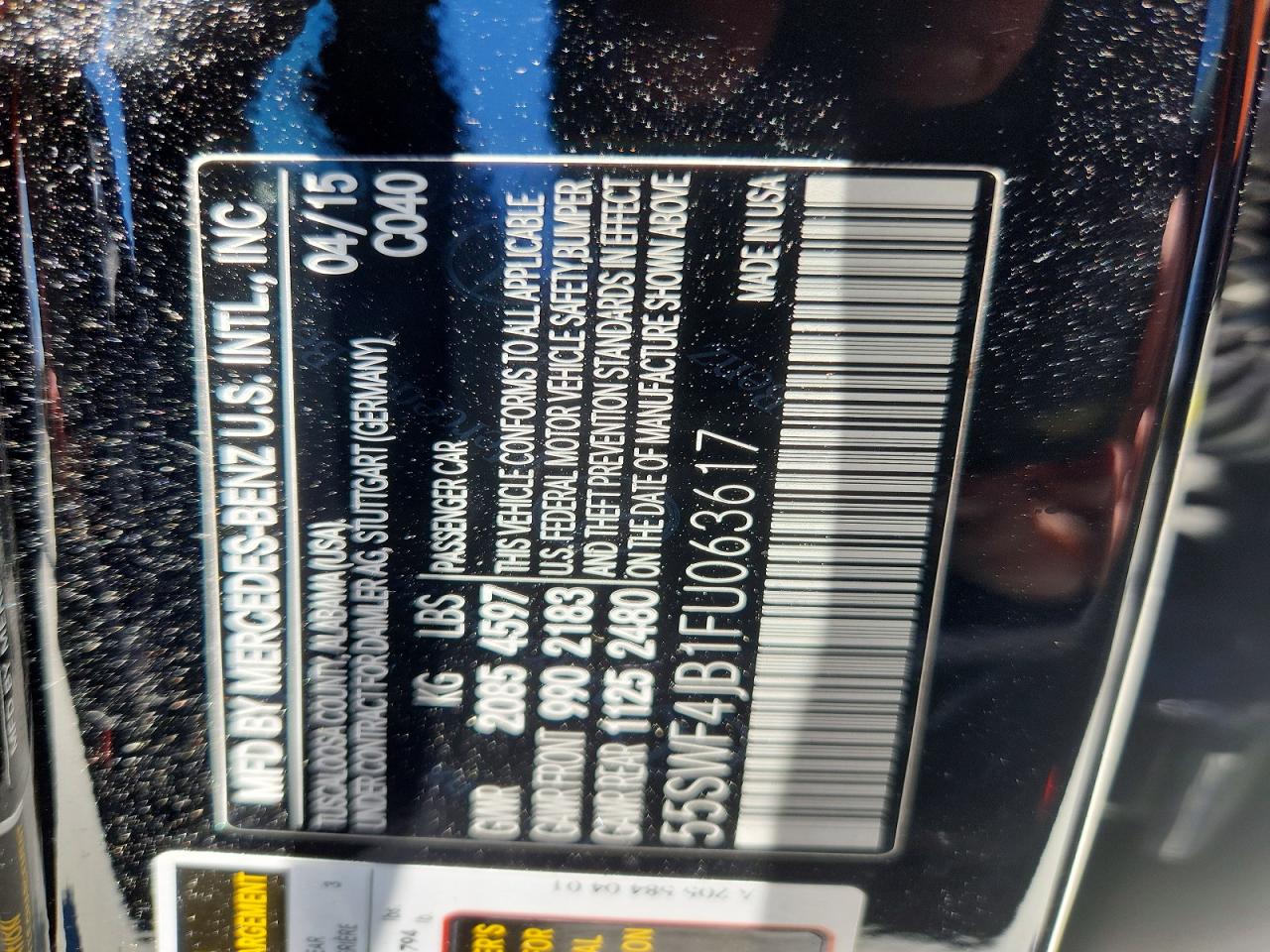 2015 Mercedes-benz C 300 Black vin: 55SWF4JB1FU063617