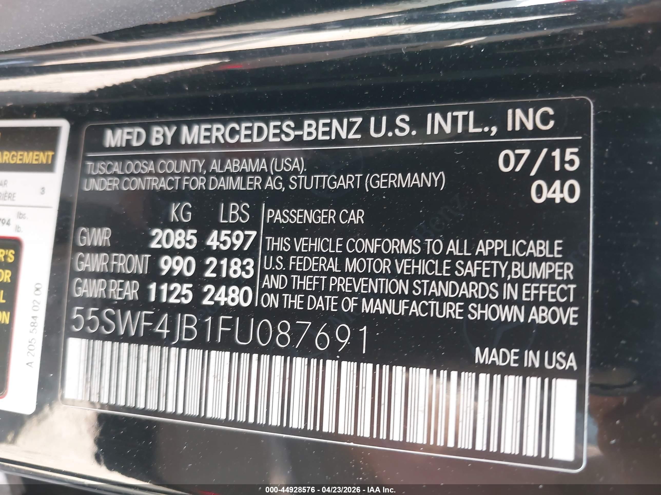 2015 Mercedes-benz C 300 Luxury Black vin: 55SWF4JB1FU087691