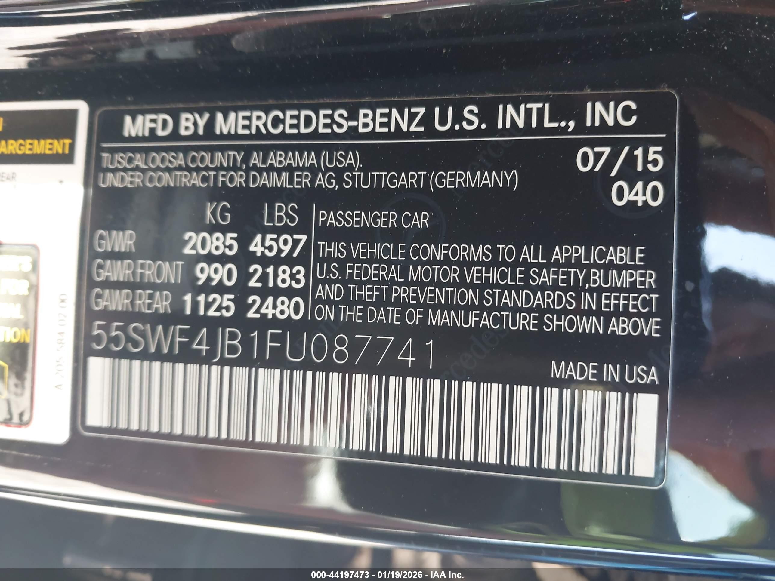 2015 Mercedes-benz C 300   Black vin: 55SWF4JB1FU087741