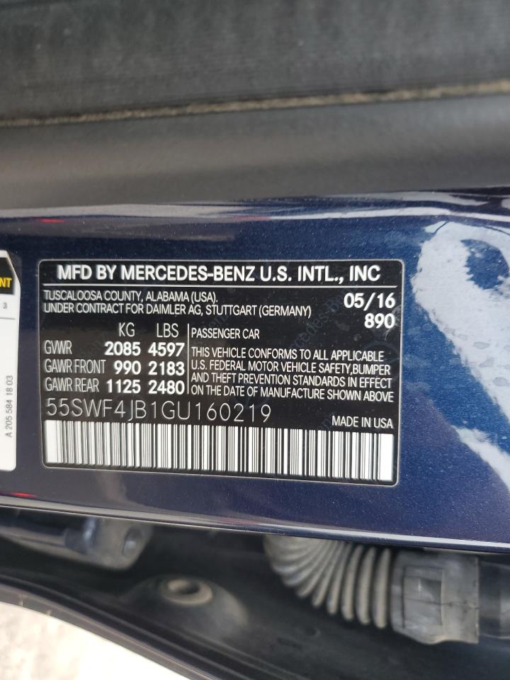 2016 Mercedes-benz C 300 Blue vin: 55SWF4JB1GU160219