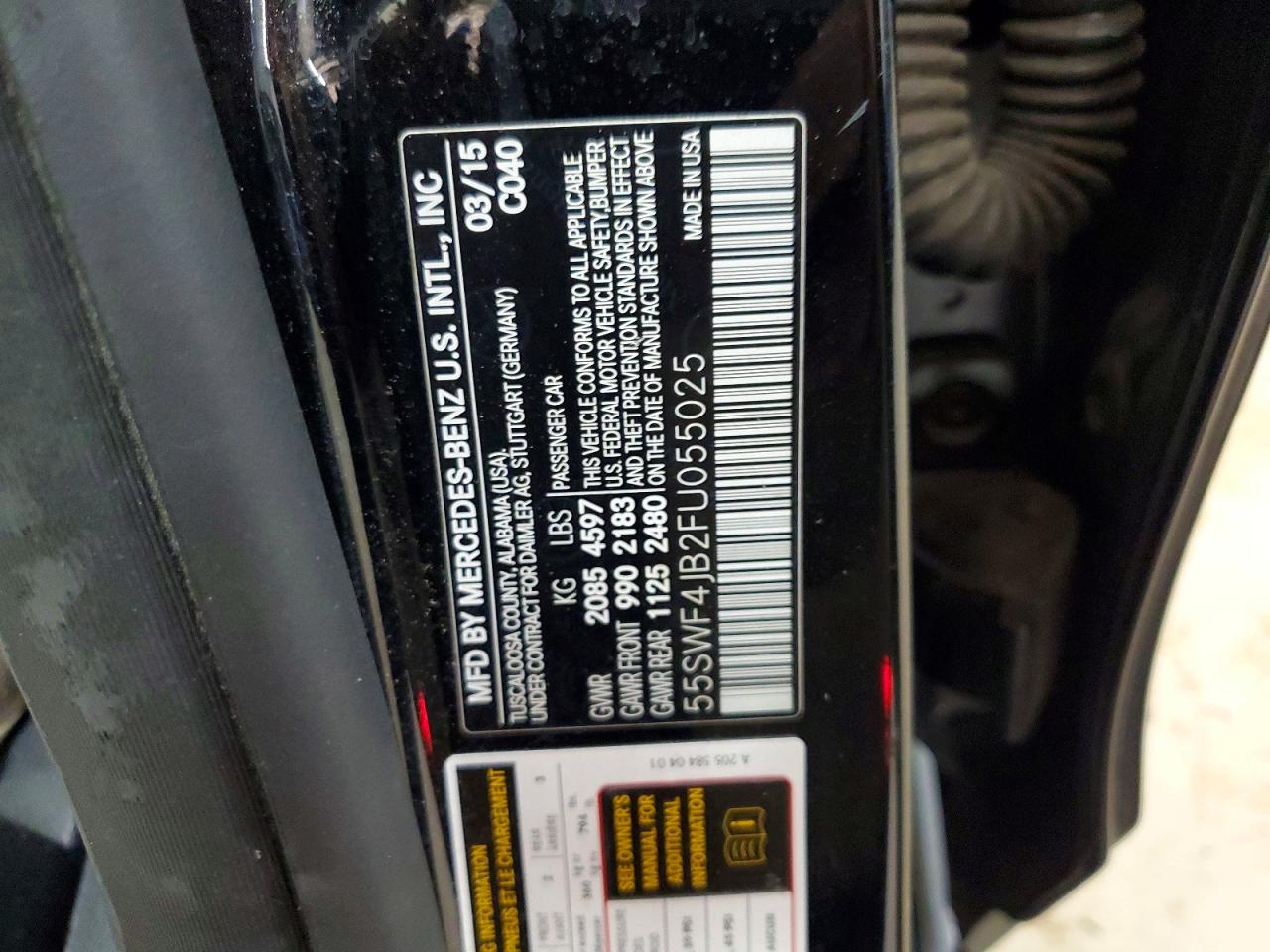 2015 Mercedes-benz C 300 Black vin: 55SWF4JB2FU055025