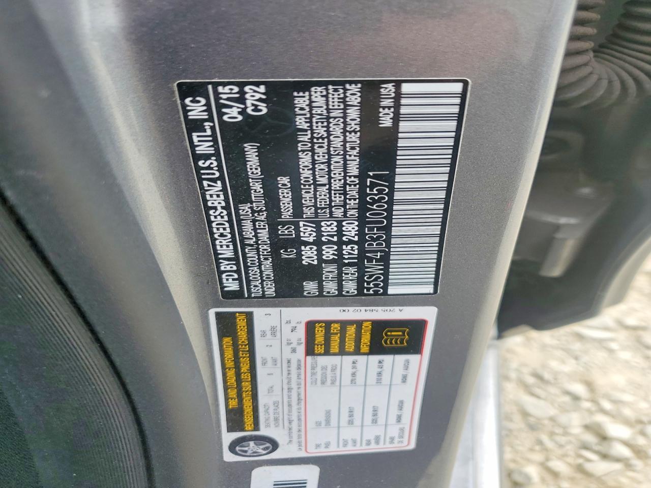2015 Mercedes-benz C 300 Серый vin: 55SWF4JB3FU063571