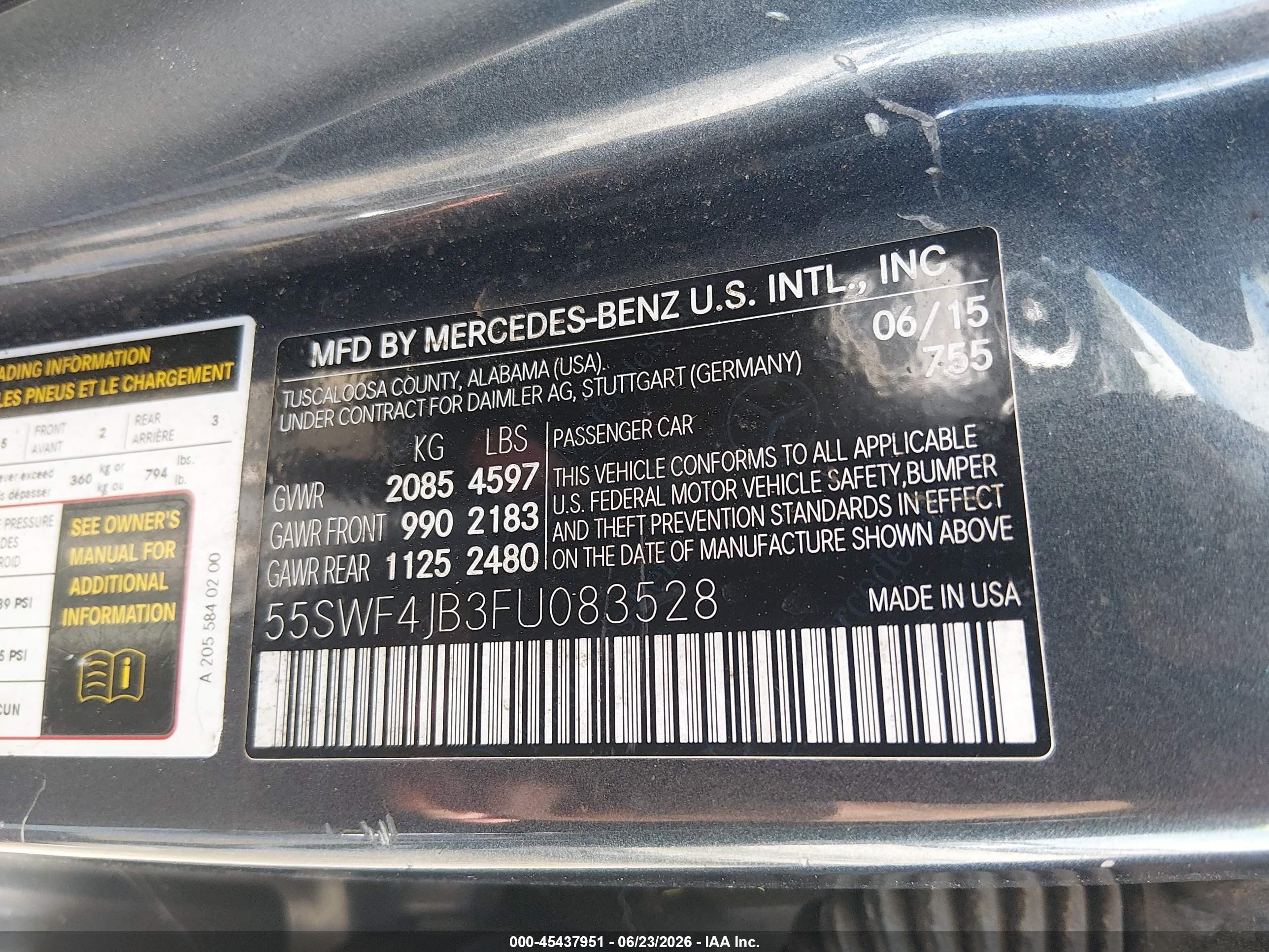 2015 Mercedes-benz C 300   Gray vin: 55SWF4JB3FU083528