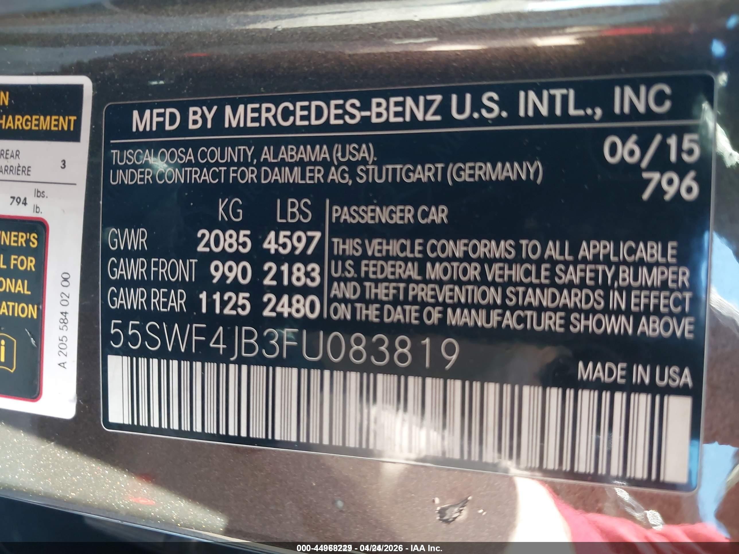 2015 Mercedes-benz C 300   Brown vin: 55SWF4JB3FU083819