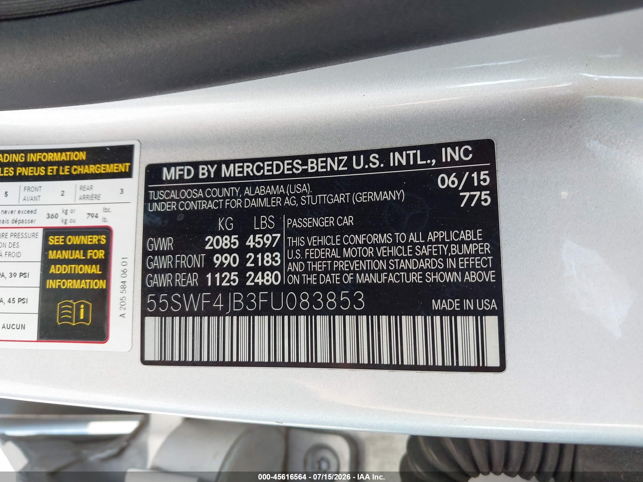 2015 Mercedes-benz C 300 Sport Silver vin: 55SWF4JB3FU083853