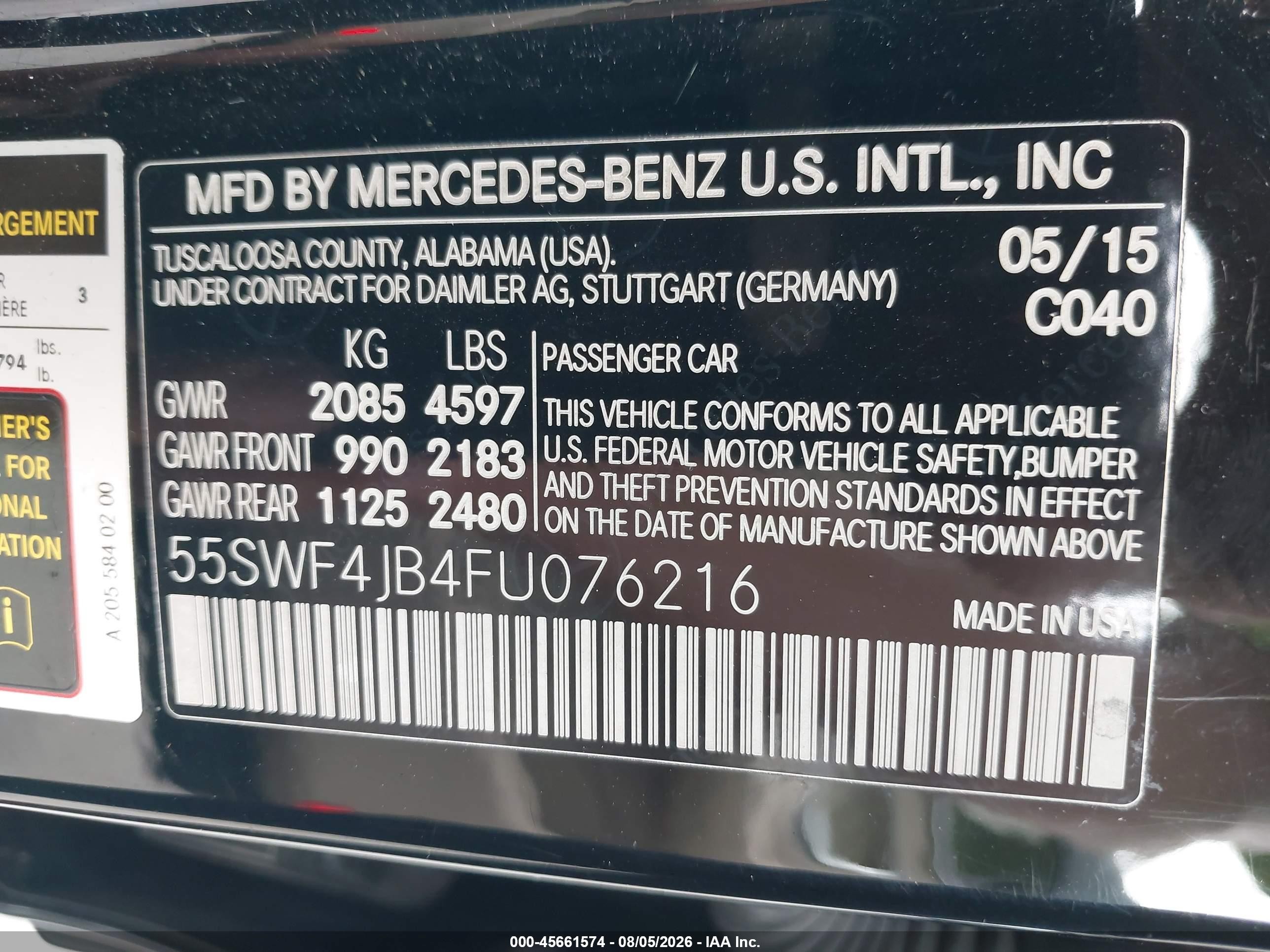 2015 Mercedes-benz C 300 Luxury/sport Black vin: 55SWF4JB4FU076216