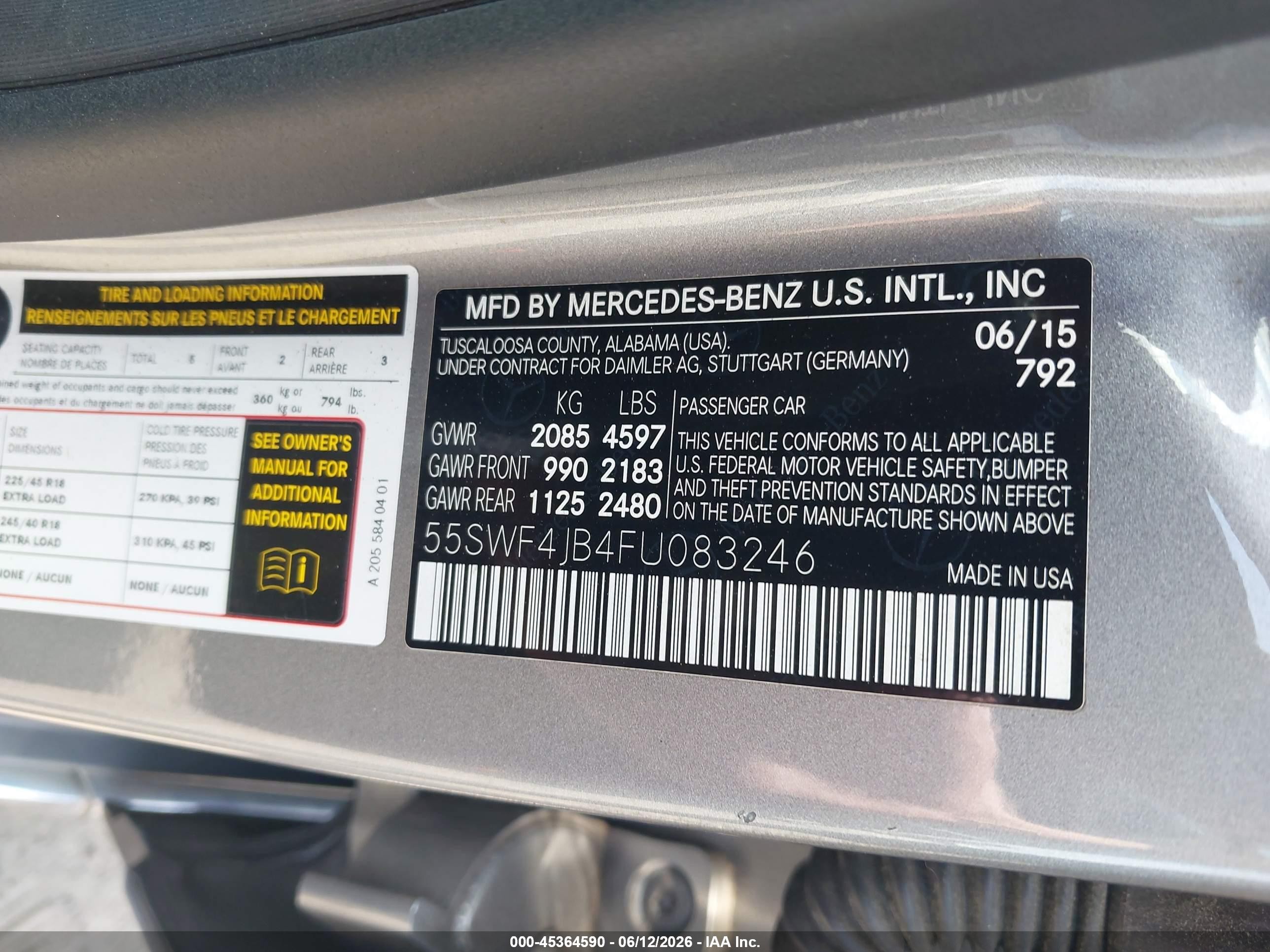 2015 Mercedes-benz C 300   Gray vin: 55SWF4JB4FU083246