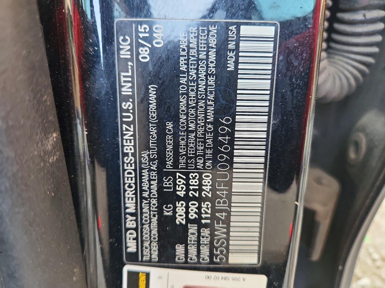 2015 Mercedes-benz C 300 Black vin: 55SWF4JB4FU096496