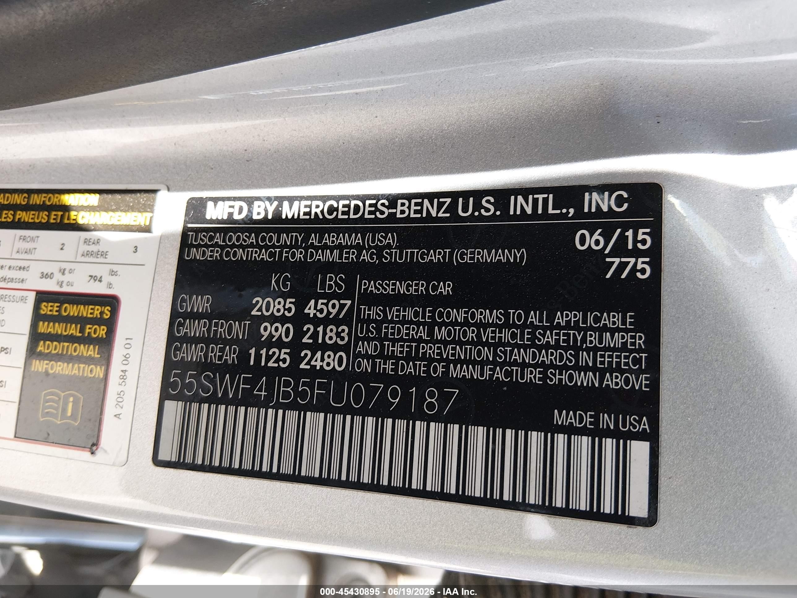 2015 Mercedes-benz C 300 Sport Серебряный vin: 55SWF4JB5FU079187