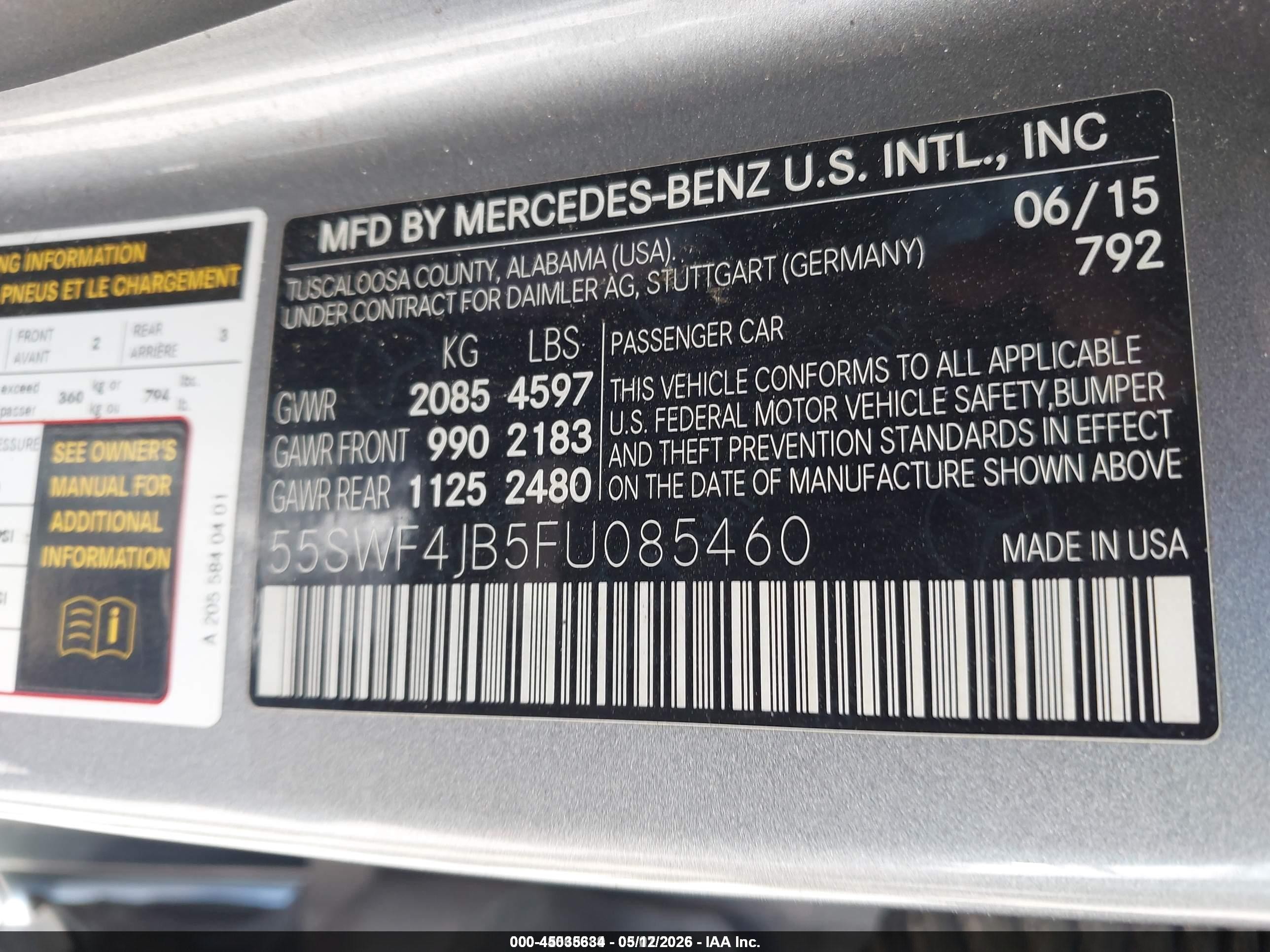 2015 Mercedes-benz C 300 Luxury/sport Gray vin: 55SWF4JB5FU085460