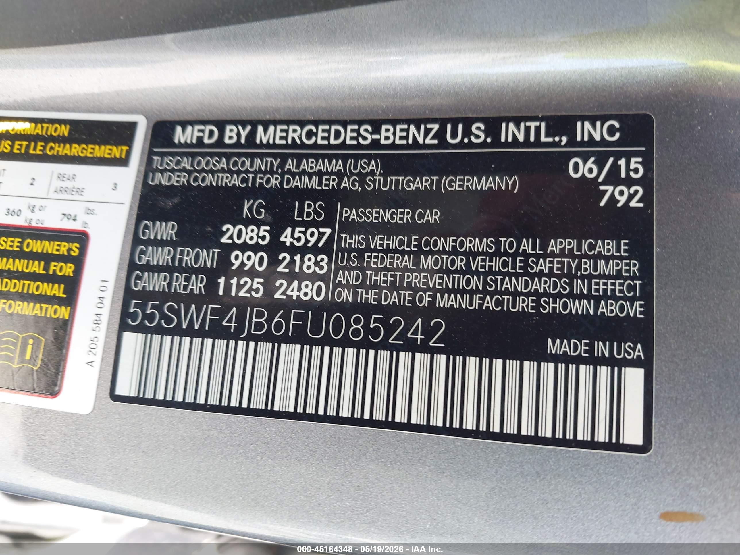 2015 Mercedes-benz C 300 Luxury Silver vin: 55SWF4JB6FU085242