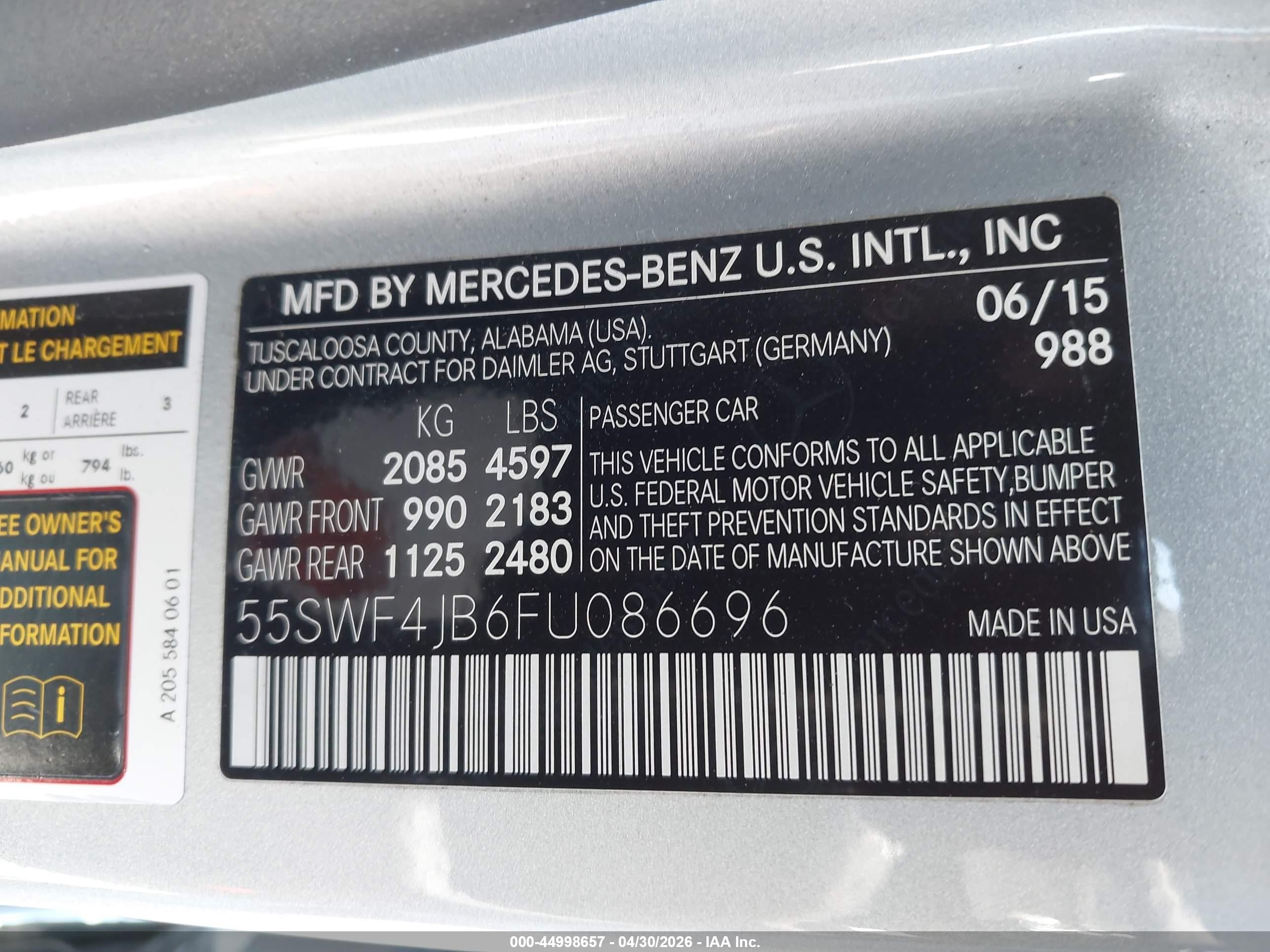 2015 Mercedes-benz C 300 Sport Silver vin: 55SWF4JB6FU086696
