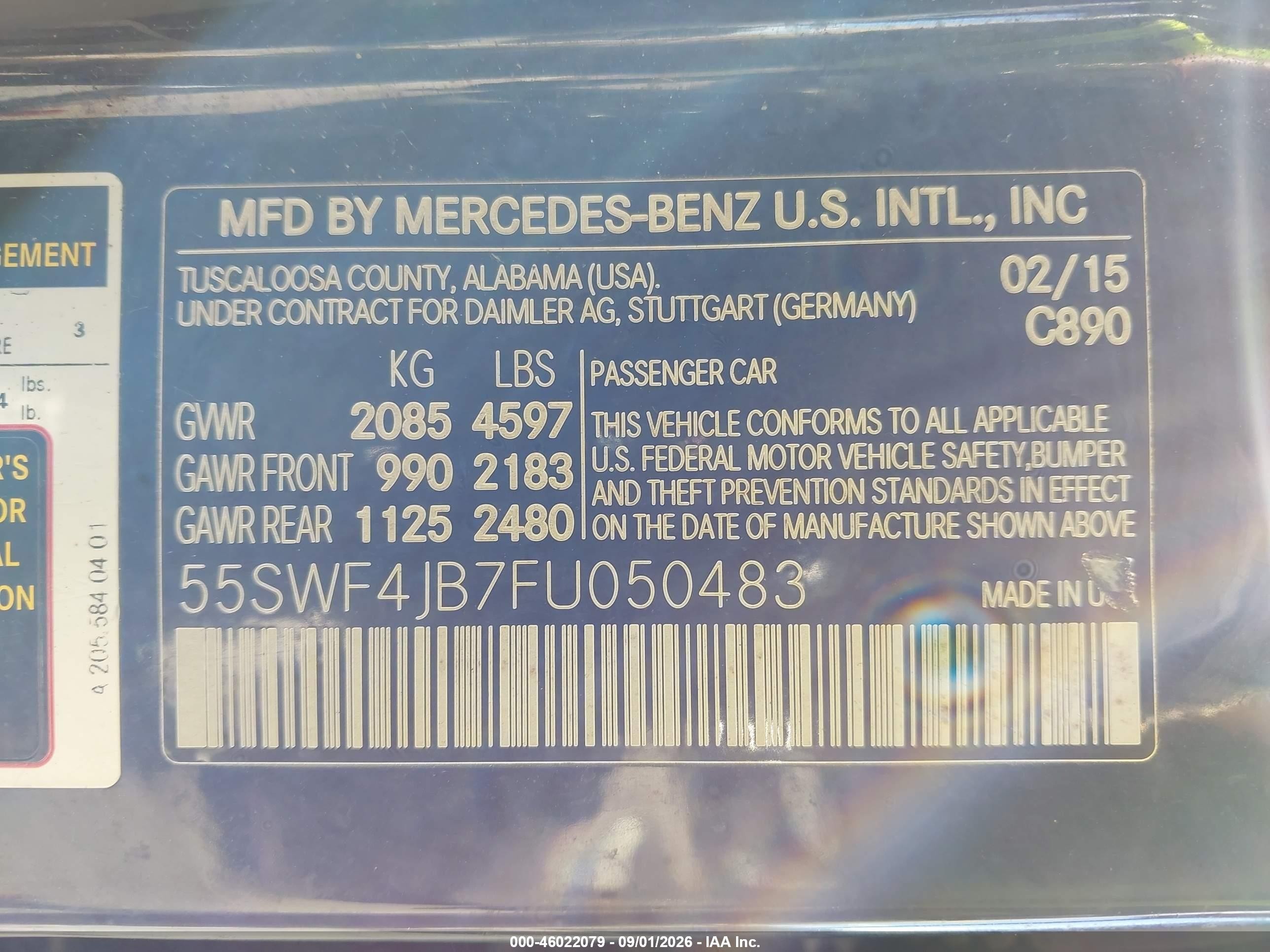 2015 Mercedes-benz C 300   Dark Blue vin: 55SWF4JB7FU050483