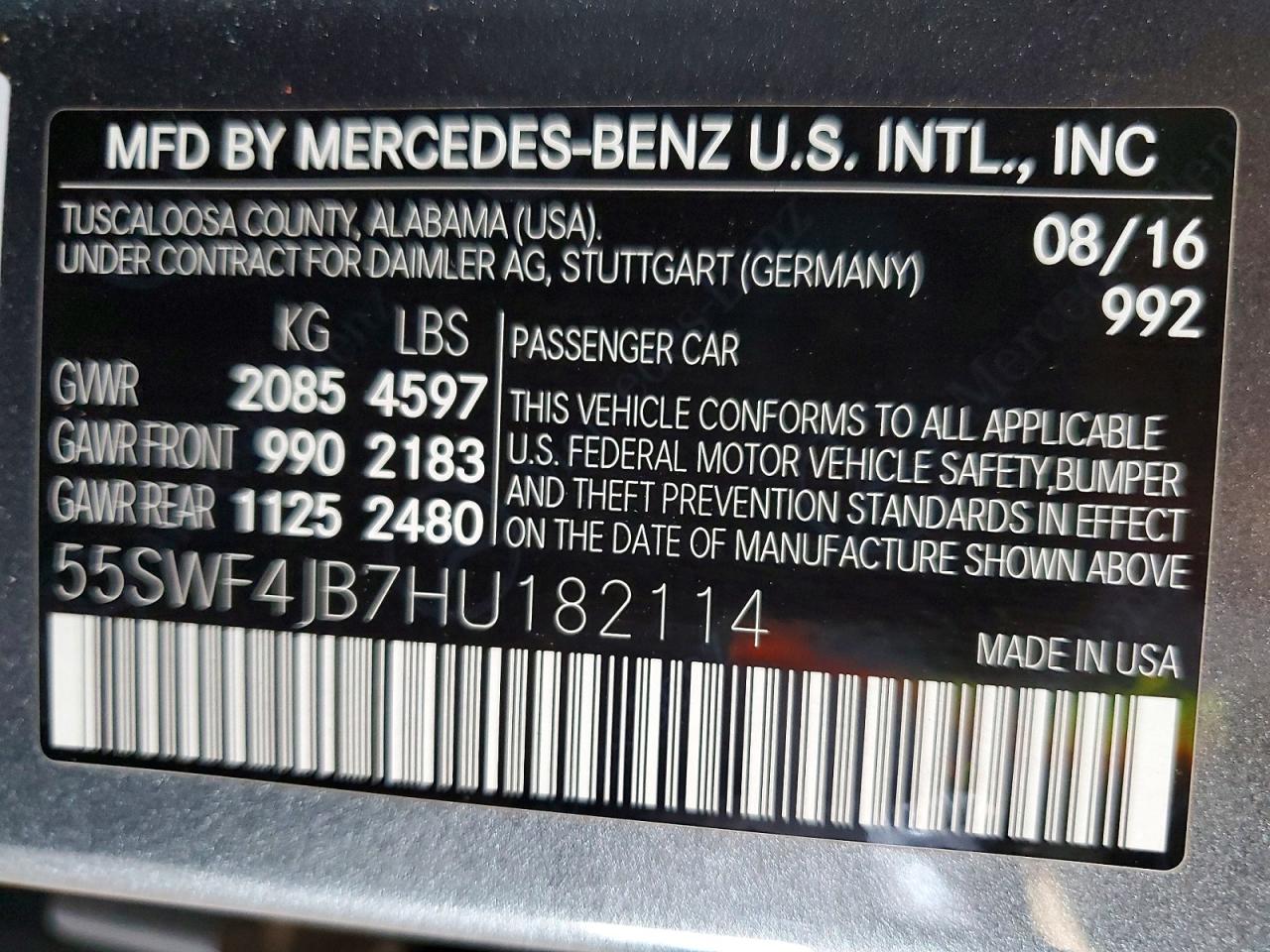 2017 Mercedes-benz C 300 Gray vin: 55SWF4JB7HU182114