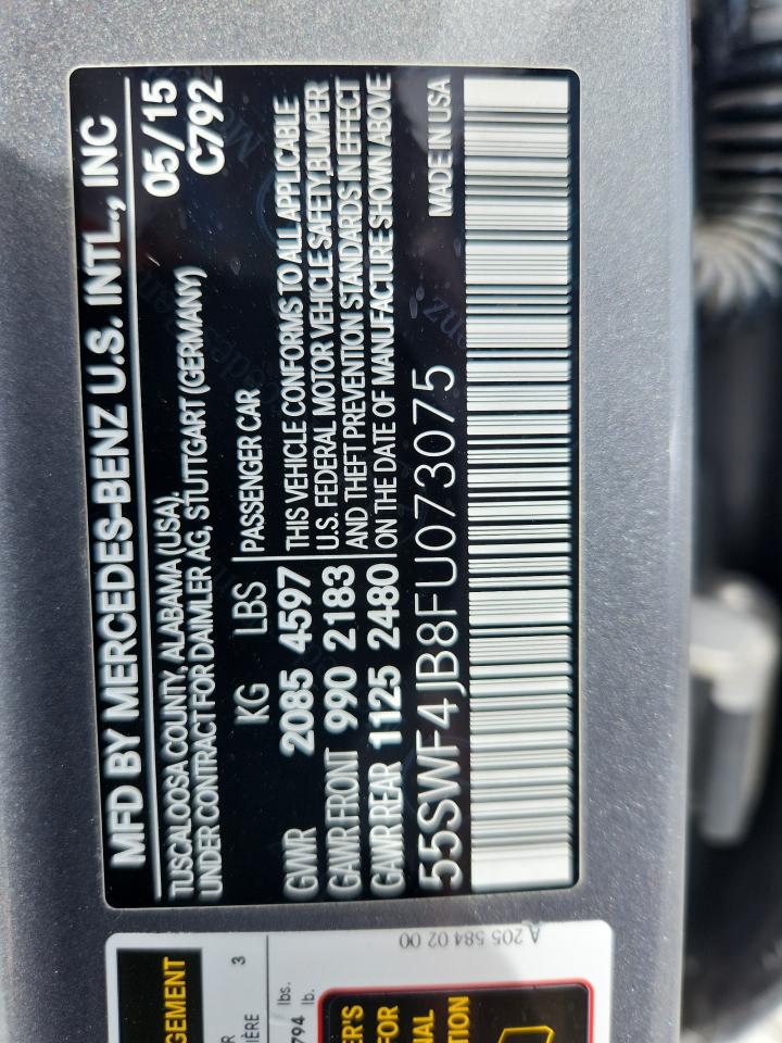 2015 Mercedes-benz C 300 Серый vin: 55SWF4JB8FU073075