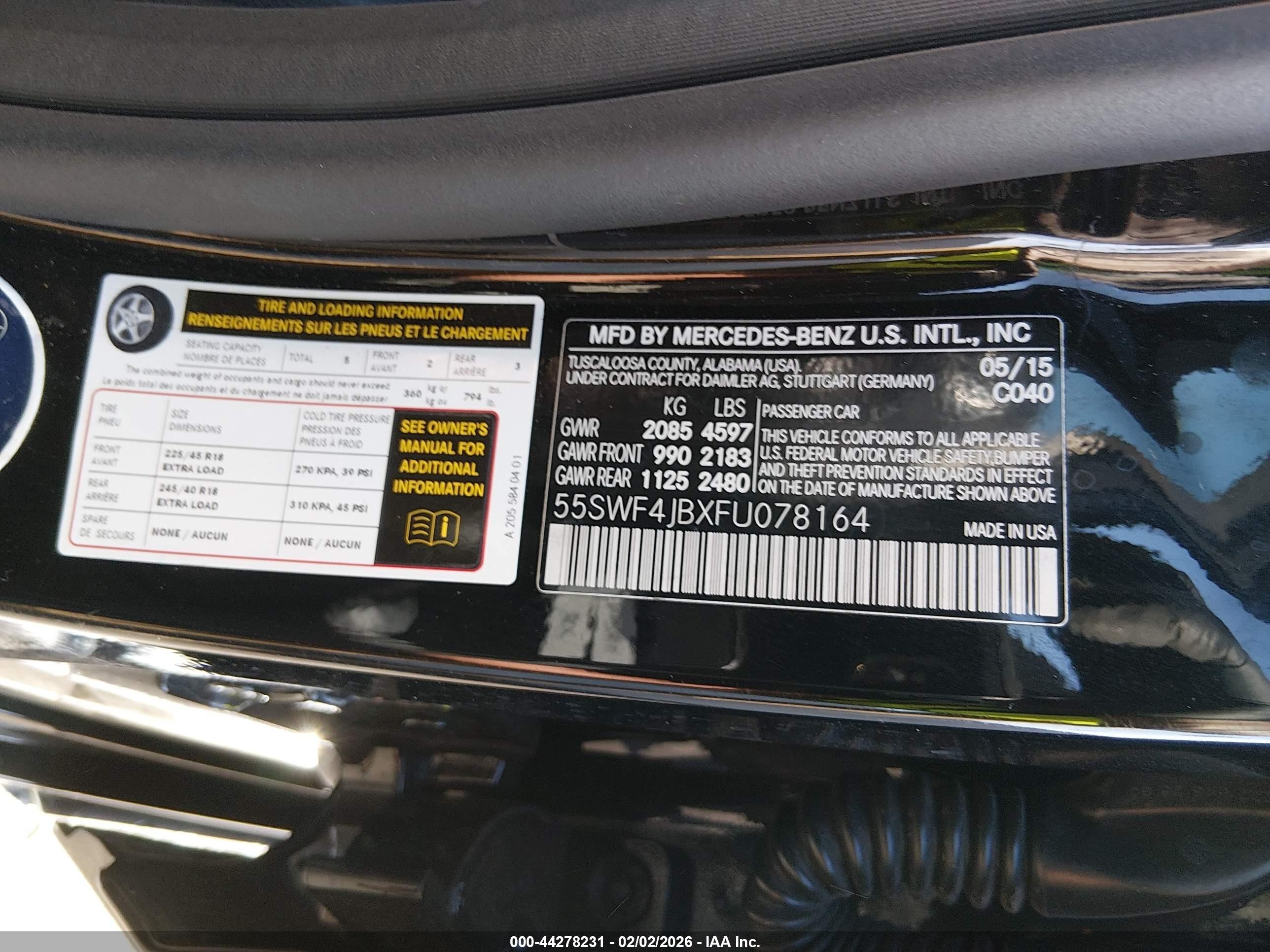 2015 Mercedes-benz C 300   Black vin: 55SWF4JBXFU078164