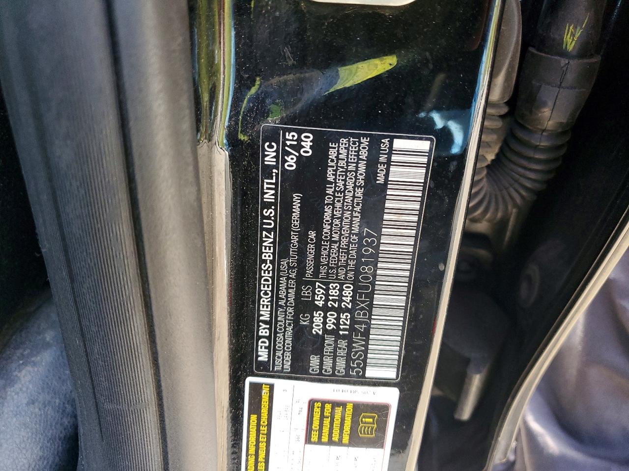 2015 Mercedes-benz C 300 Black vin: 55SWF4JBXFU081937