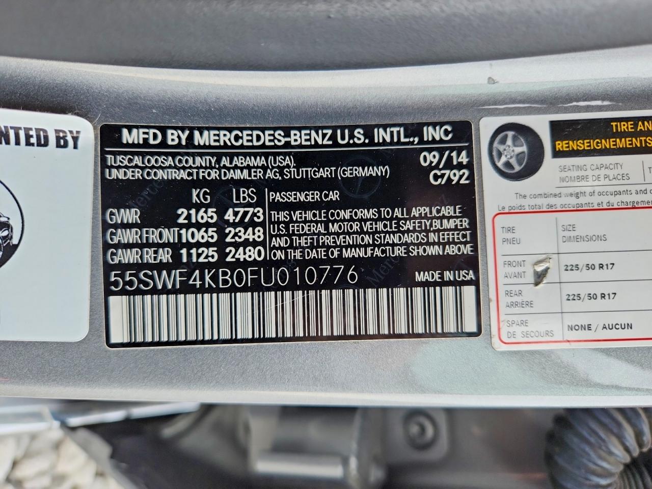 2015 Mercedes-benz C 300 4matic Gray vin: 55SWF4KB0FU010776