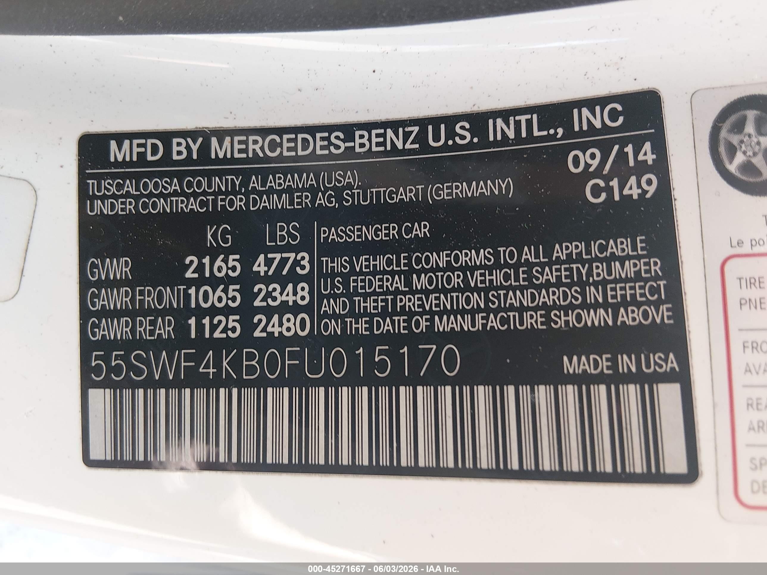 2015 Mercedes-benz C 300 Luxury 4matic White vin: 55SWF4KB0FU015170