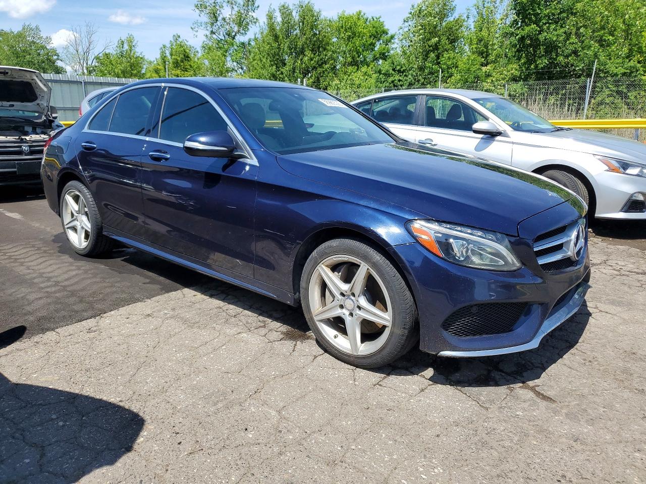 2015 Mercedes-benz C 300 4matic Синий vin: 55SWF4KB1FU009300