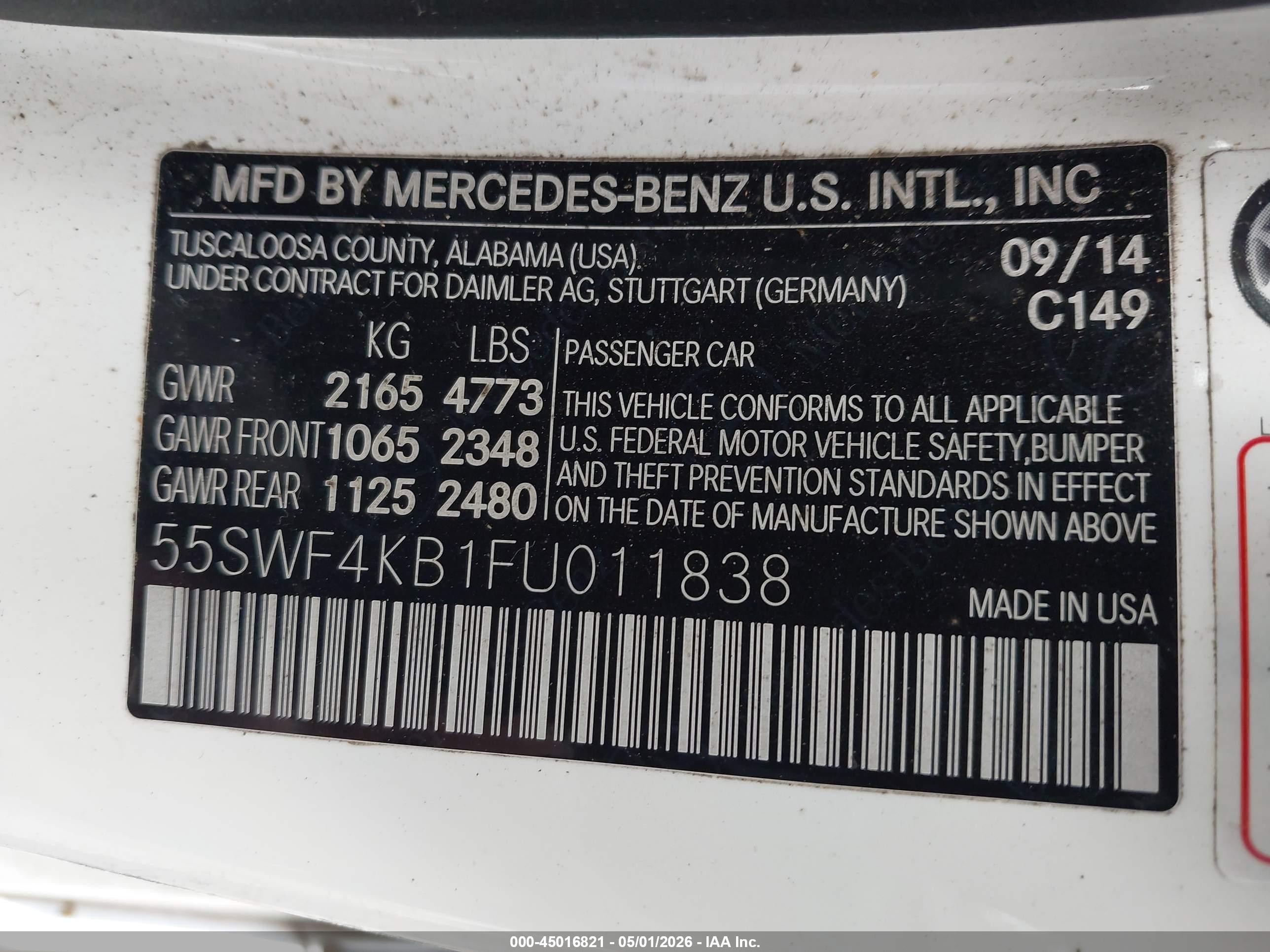 2015 Mercedes-benz C 300 4matic Белый vin: 55SWF4KB1FU011838