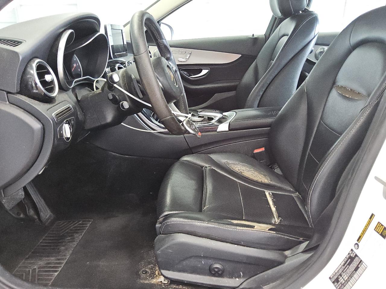 2015 Mercedes-benz C 300 4matic White vin: 55SWF4KB1FU015226 Damage: Left Front Seat Cushion, Torn, 8 To 9 Inches