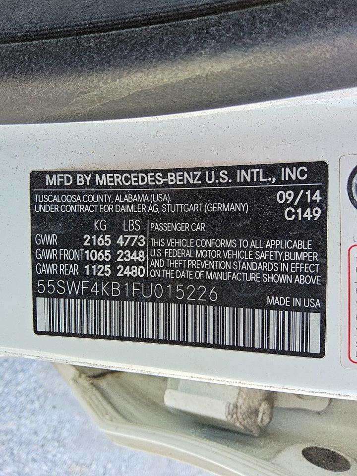 2015 Mercedes-benz C 300 4matic White vin: 55SWF4KB1FU015226