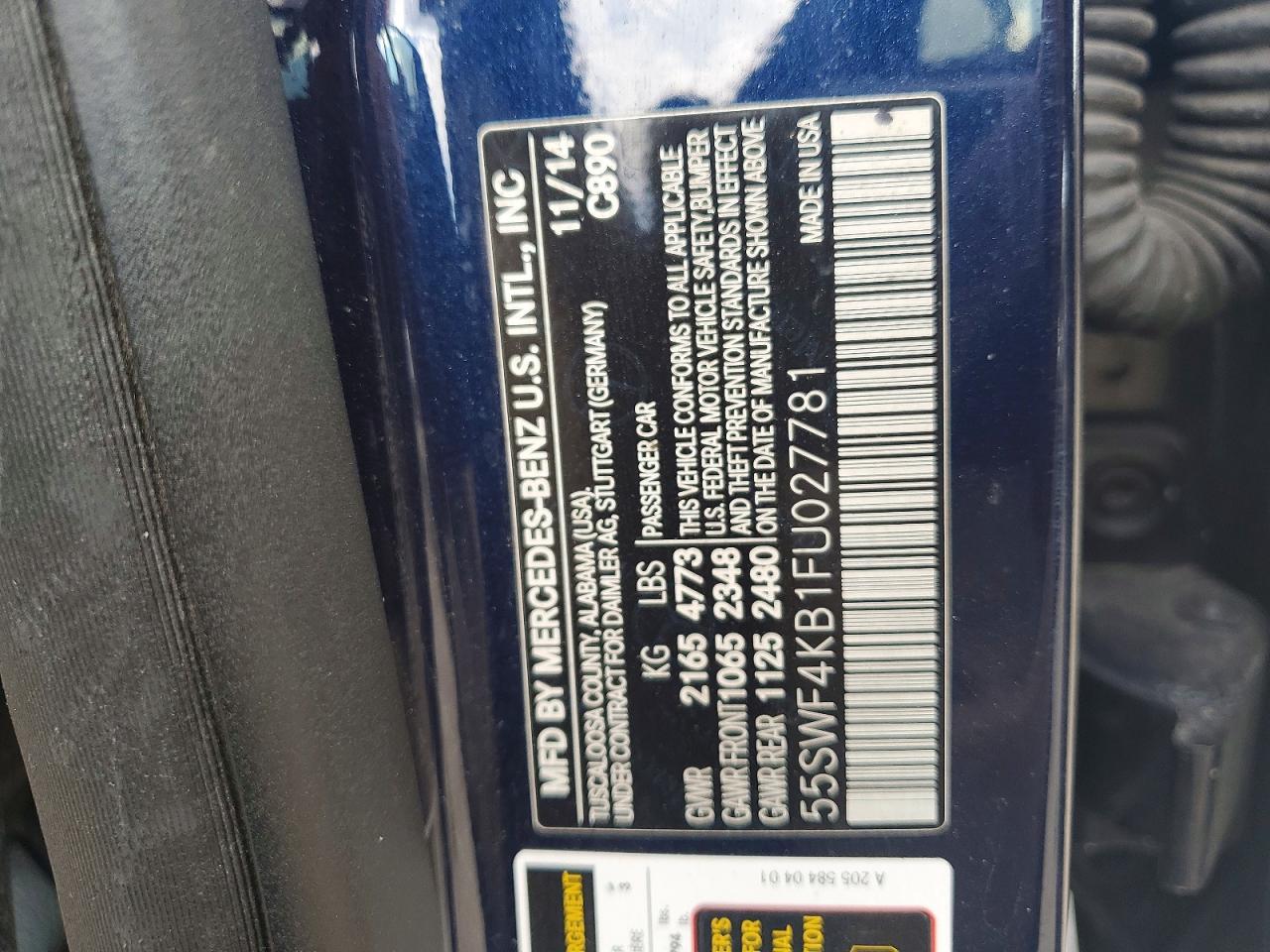 2015 Mercedes-benz C 300 4matic Blue vin: 55SWF4KB1FU027781