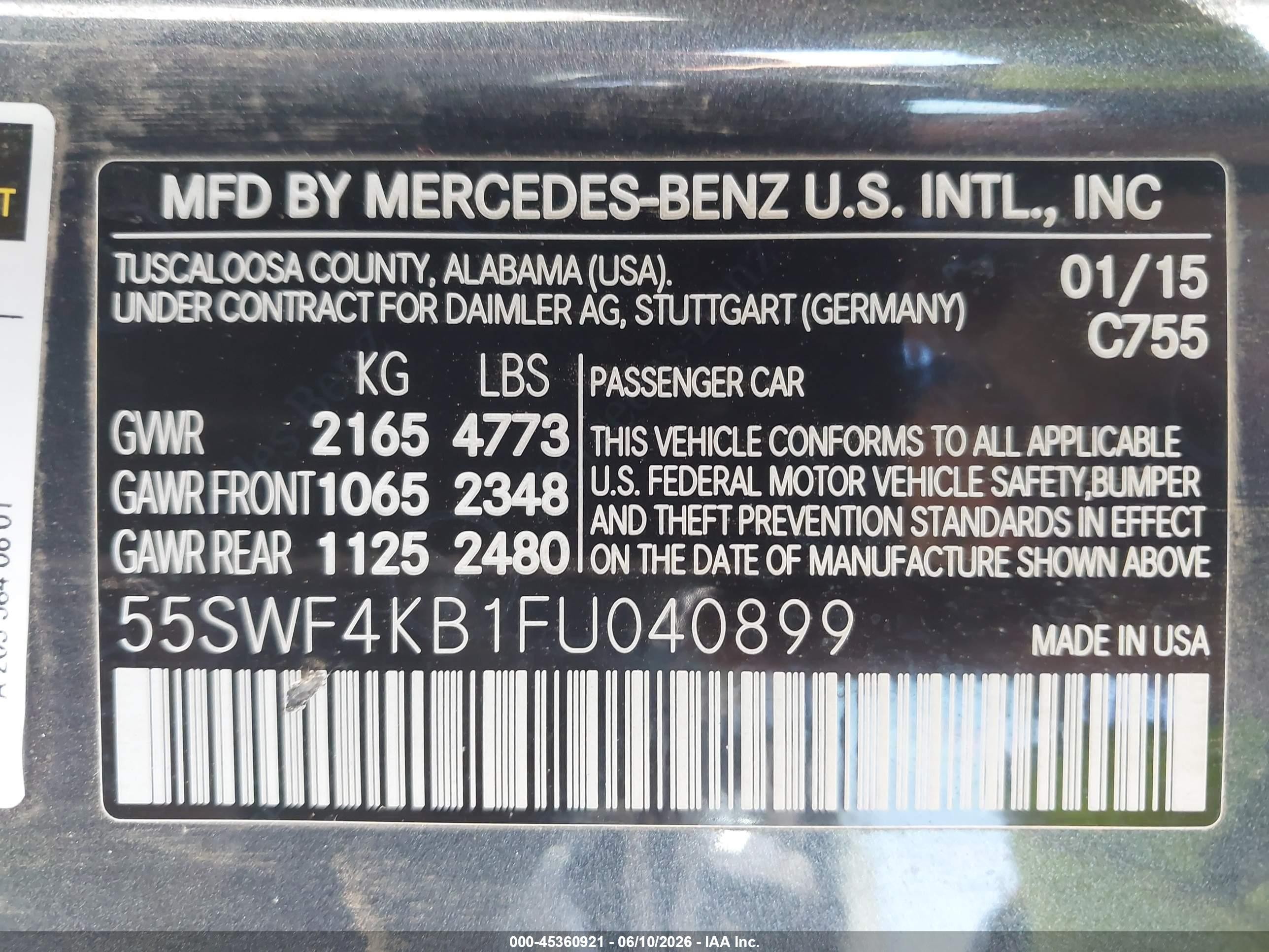 2015 Mercedes-benz C 300 Sport 4matic Gray vin: 55SWF4KB1FU040899