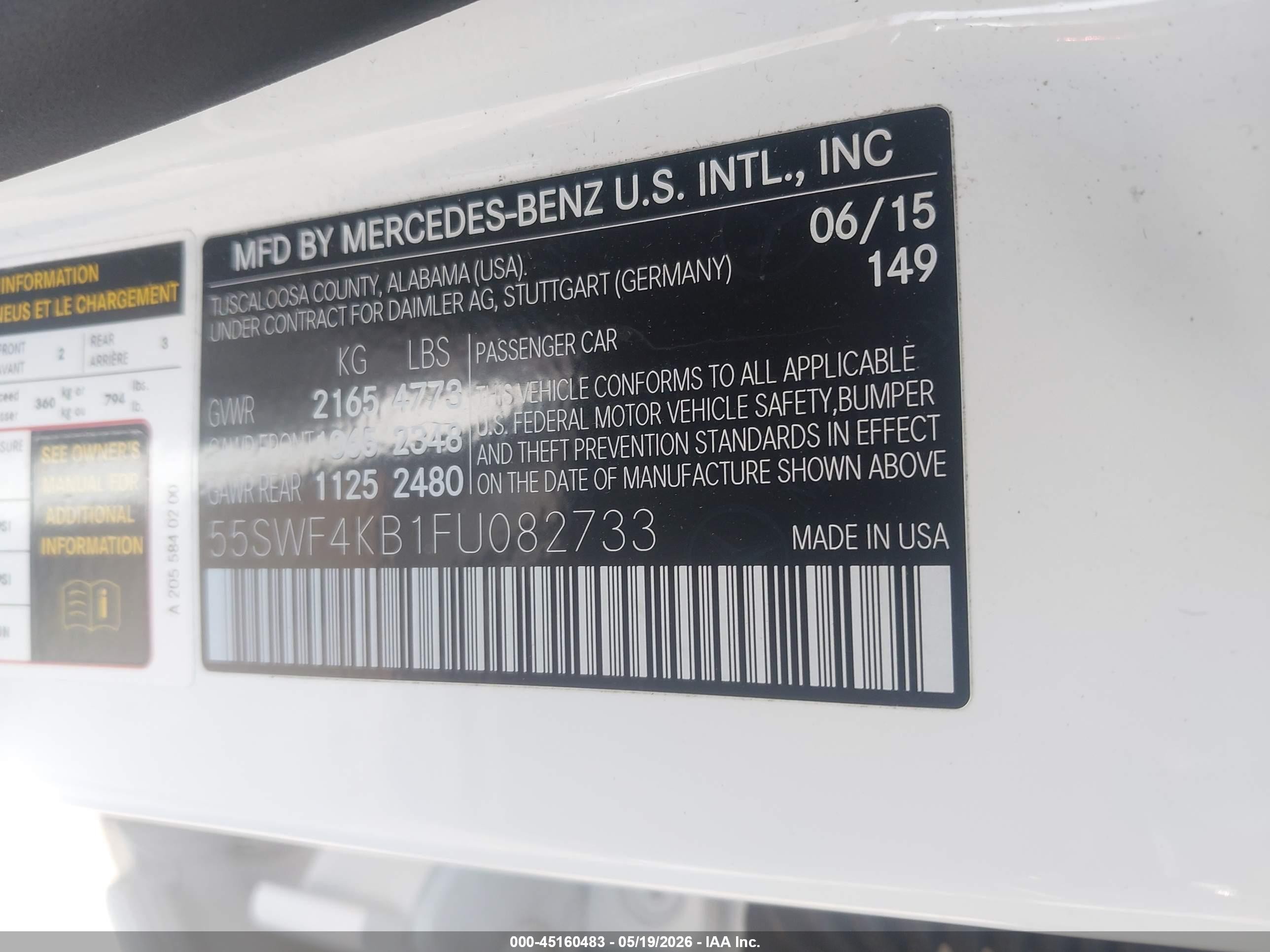 2015 Mercedes-benz C 300 4matic White vin: 55SWF4KB1FU082733