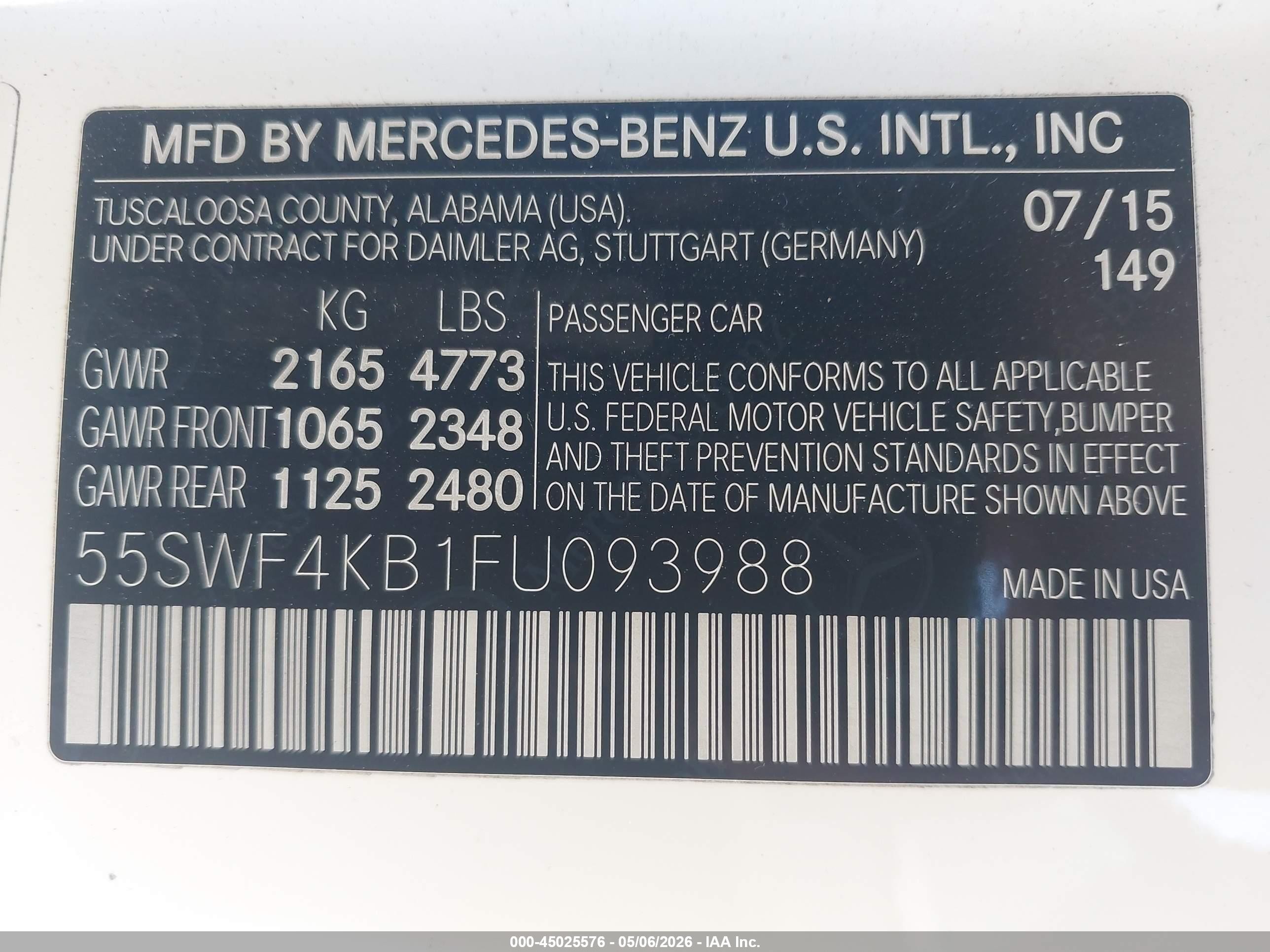 2015 Mercedes-benz C 300 4matic White vin: 55SWF4KB1FU093988