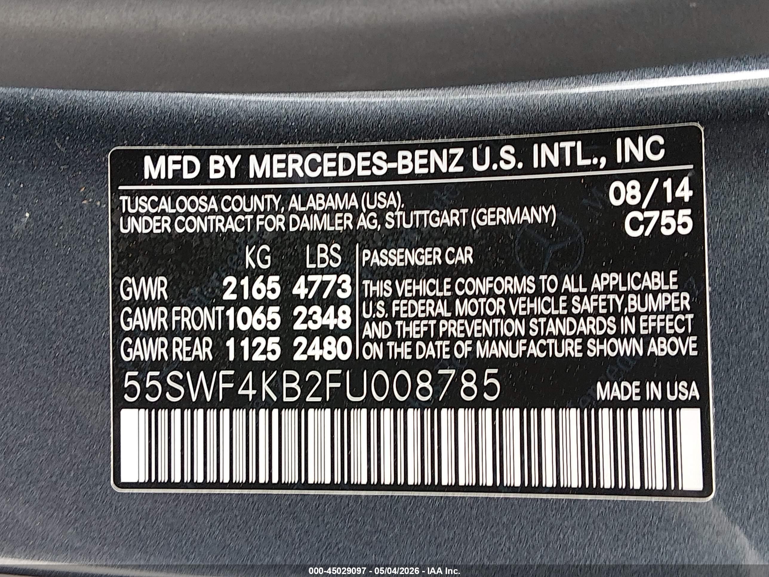 2015 Mercedes-benz C 300 Sport 4matic Gray vin: 55SWF4KB2FU008785